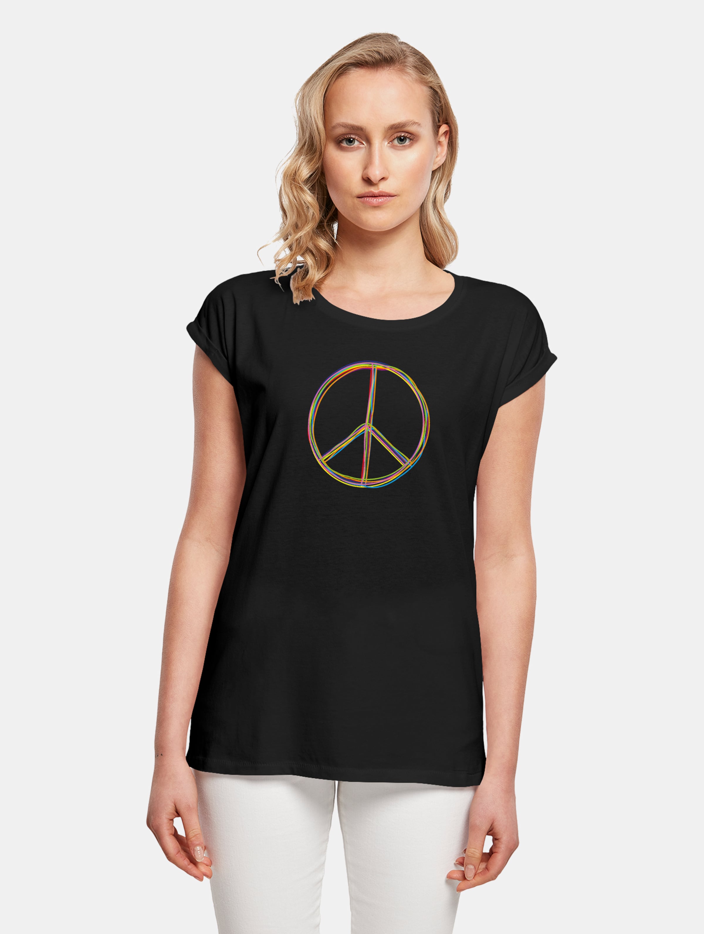 Merchcode Peace_Multicolor with Ladies Extended Shoulder Tee