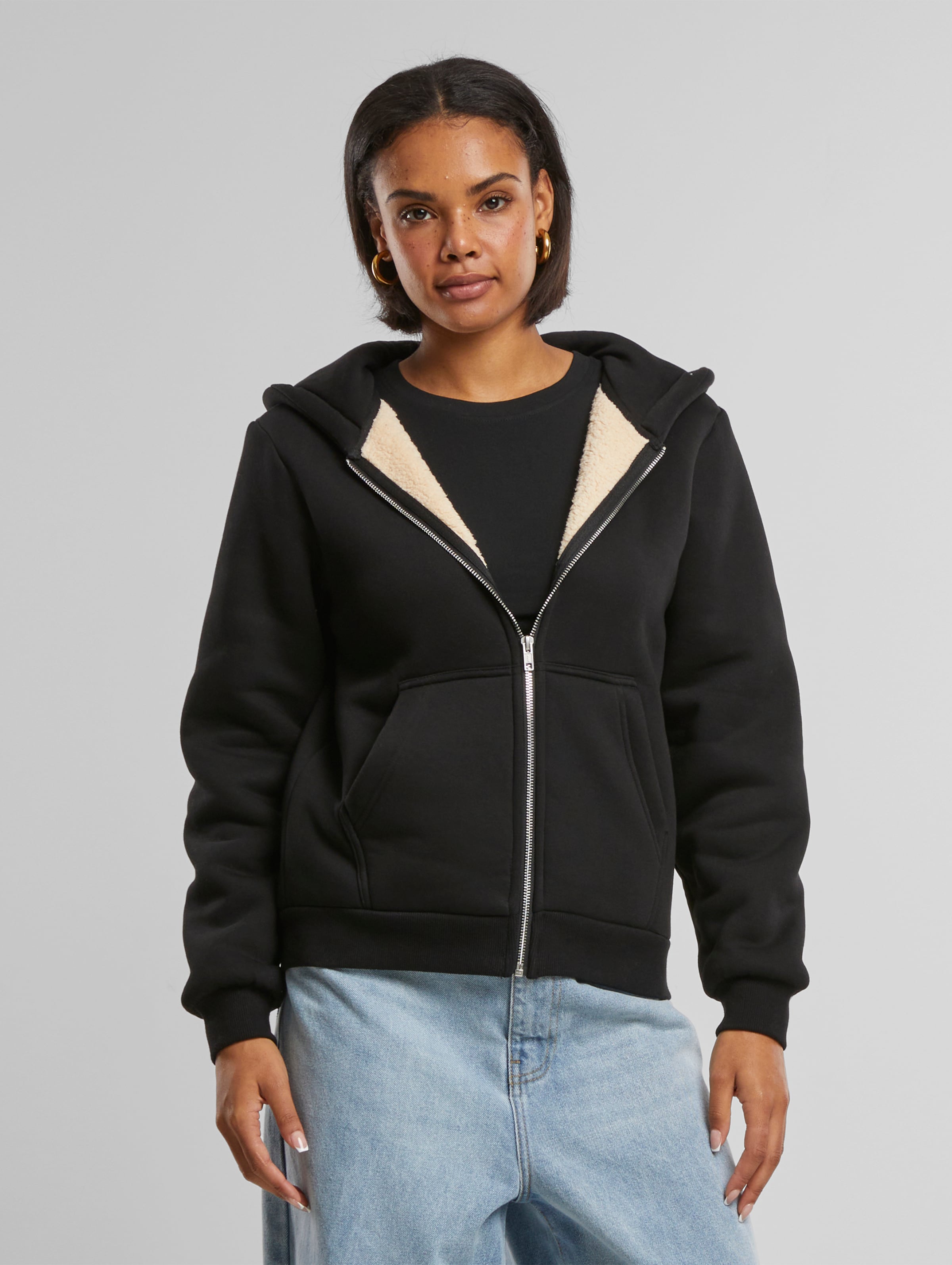 Urban Classics Ladies Bonded Sherpa Zip Hoodie