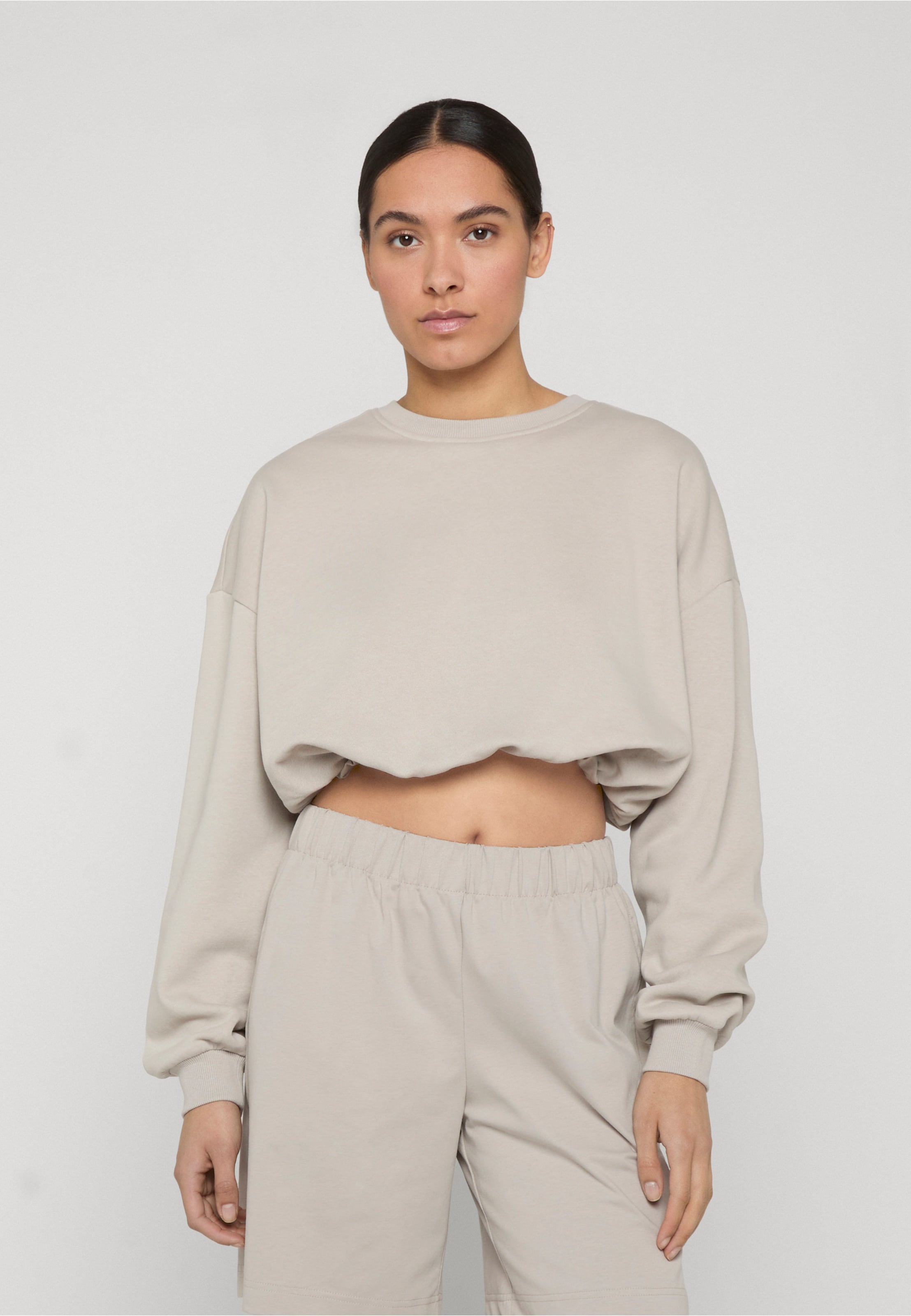 Urban Classics Ladies Cropped Gathered Sweatshirt