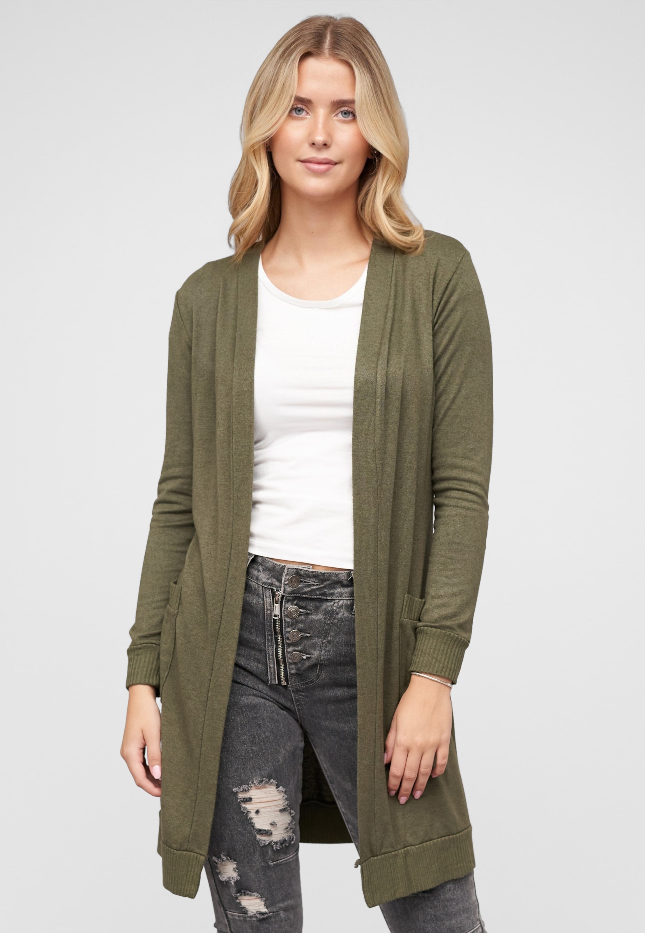 Cloud5ive Longform Viskose Cardigan mit 2 seitl. Tasche