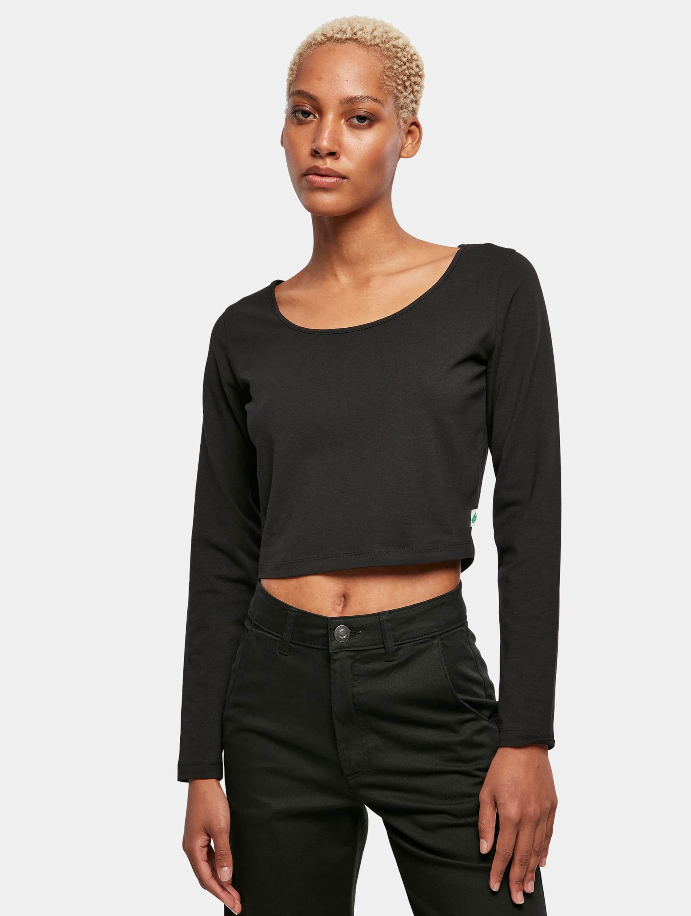 Urban Classics Ladies Organic Wide Neck Cropped Longsleeve