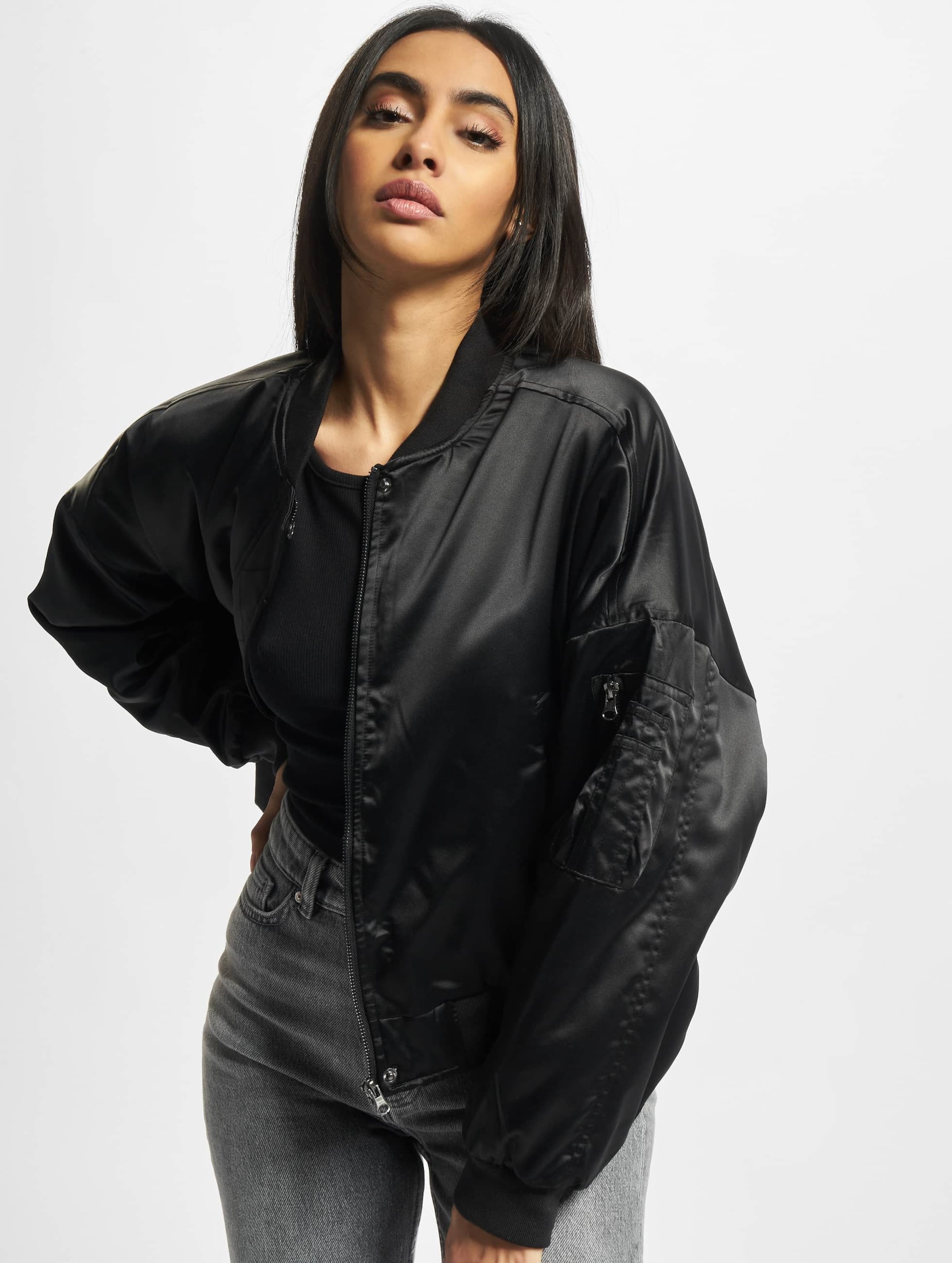 Urban Classics Ladies Short Oversized Satin Bomber Jacket