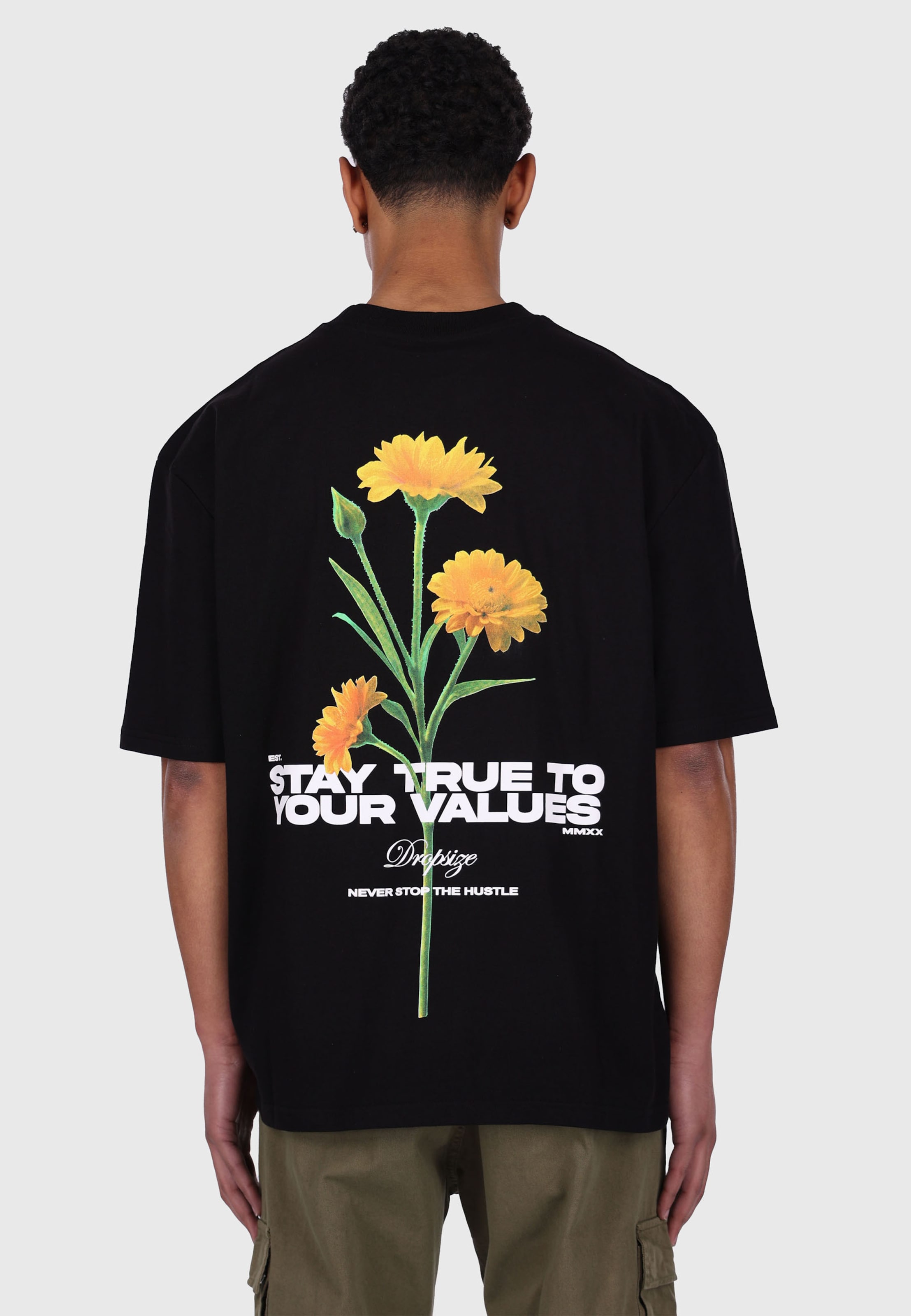 Dropsize HEAVY OVERSIZE STAY TRUE FLOWERS T-SHIRT