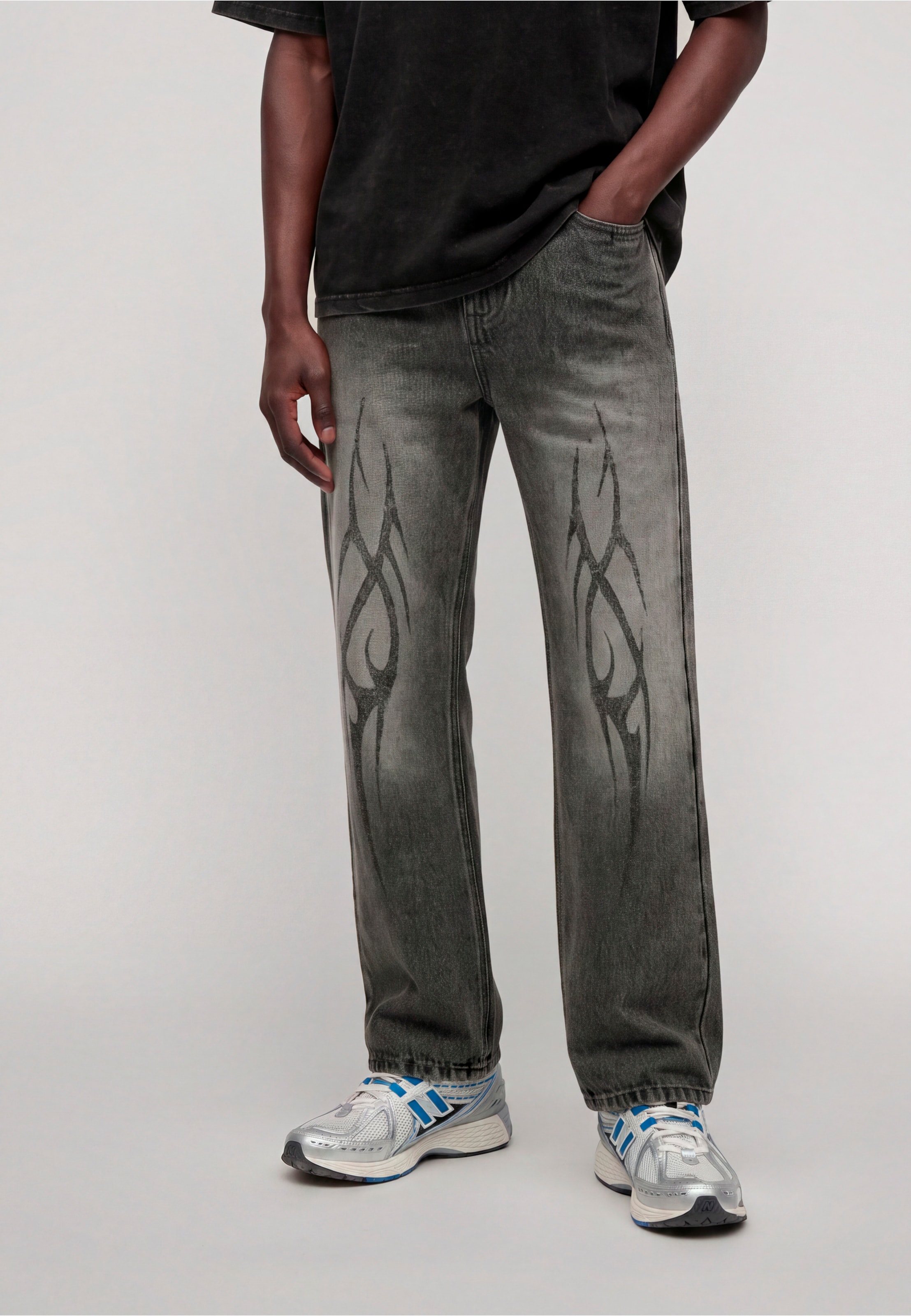Favela TRIBAL DISTRESSED PRINT BOOTCUT DENIM