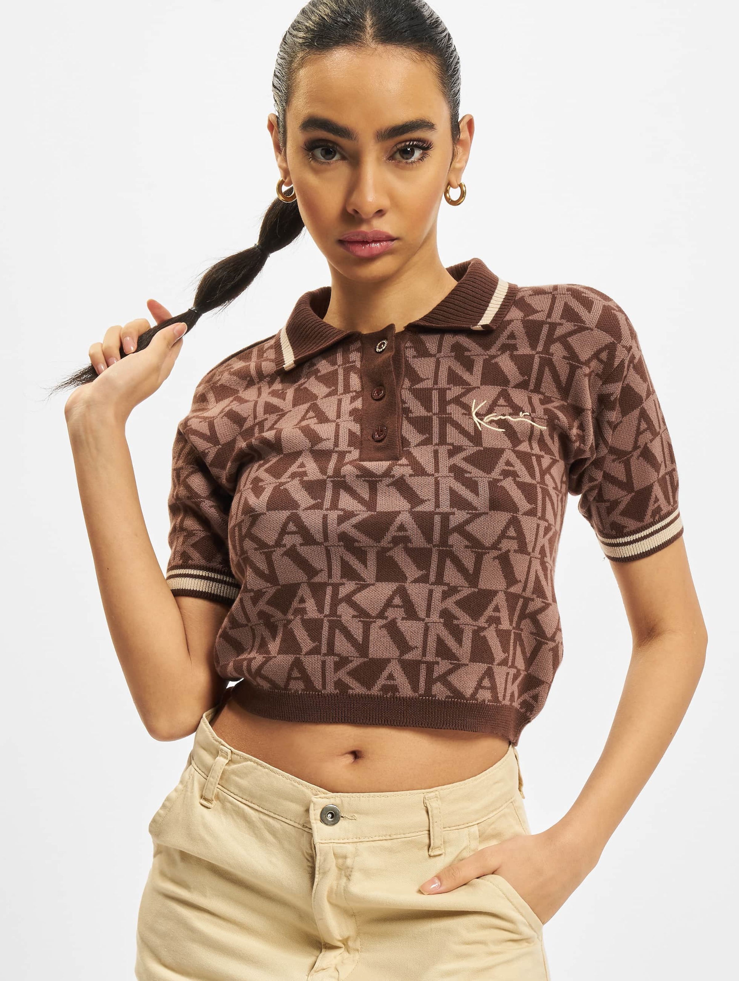 Karl Kani KW221-046-1 KK Chest Signature Logo Knit Polo Tee