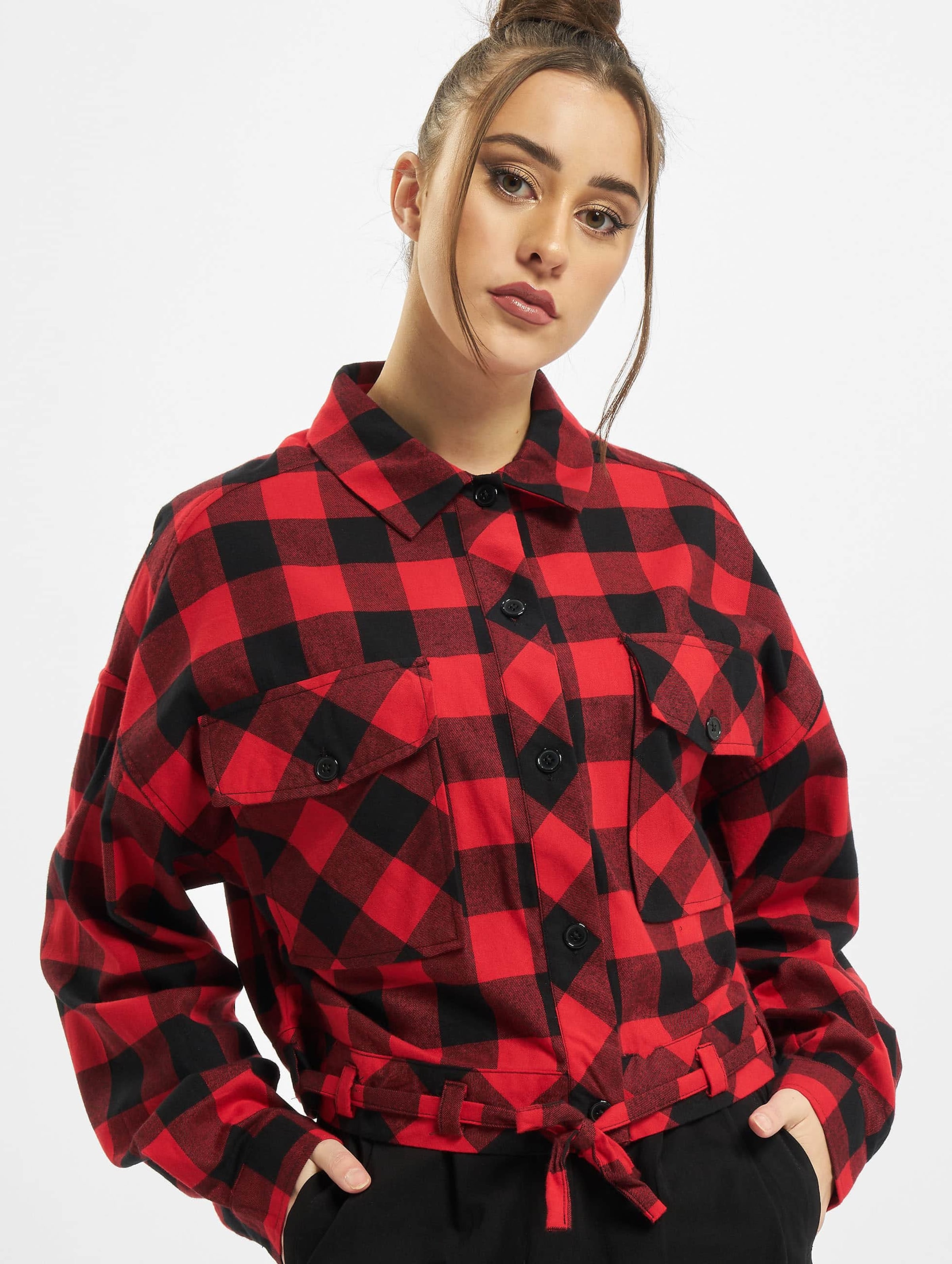 Urban Classics Ladies Short Oversized Check Shirt