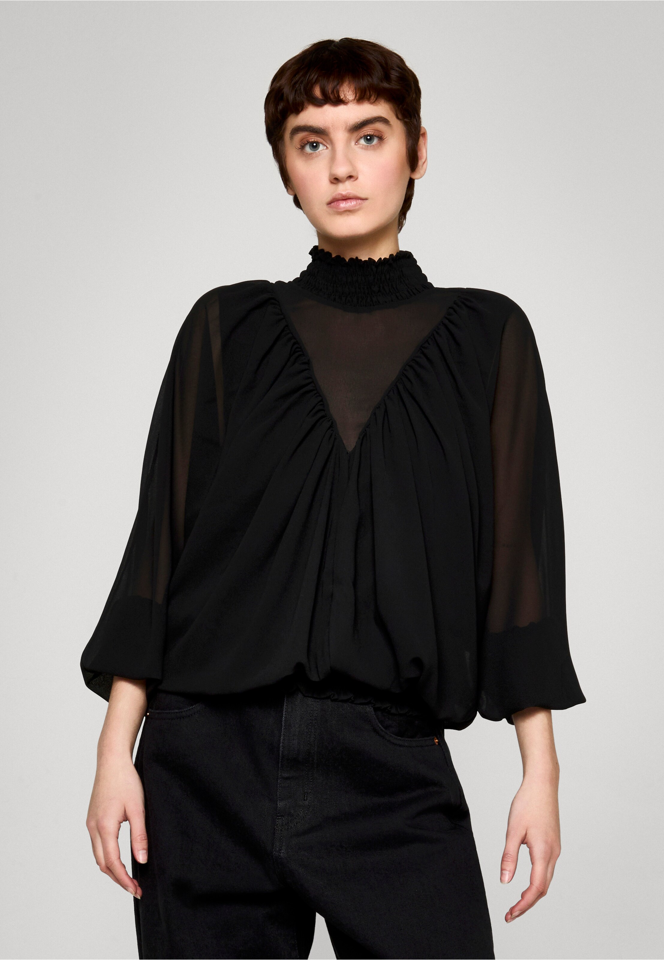 Cloud5ive Smocked Chiffon Blouse
