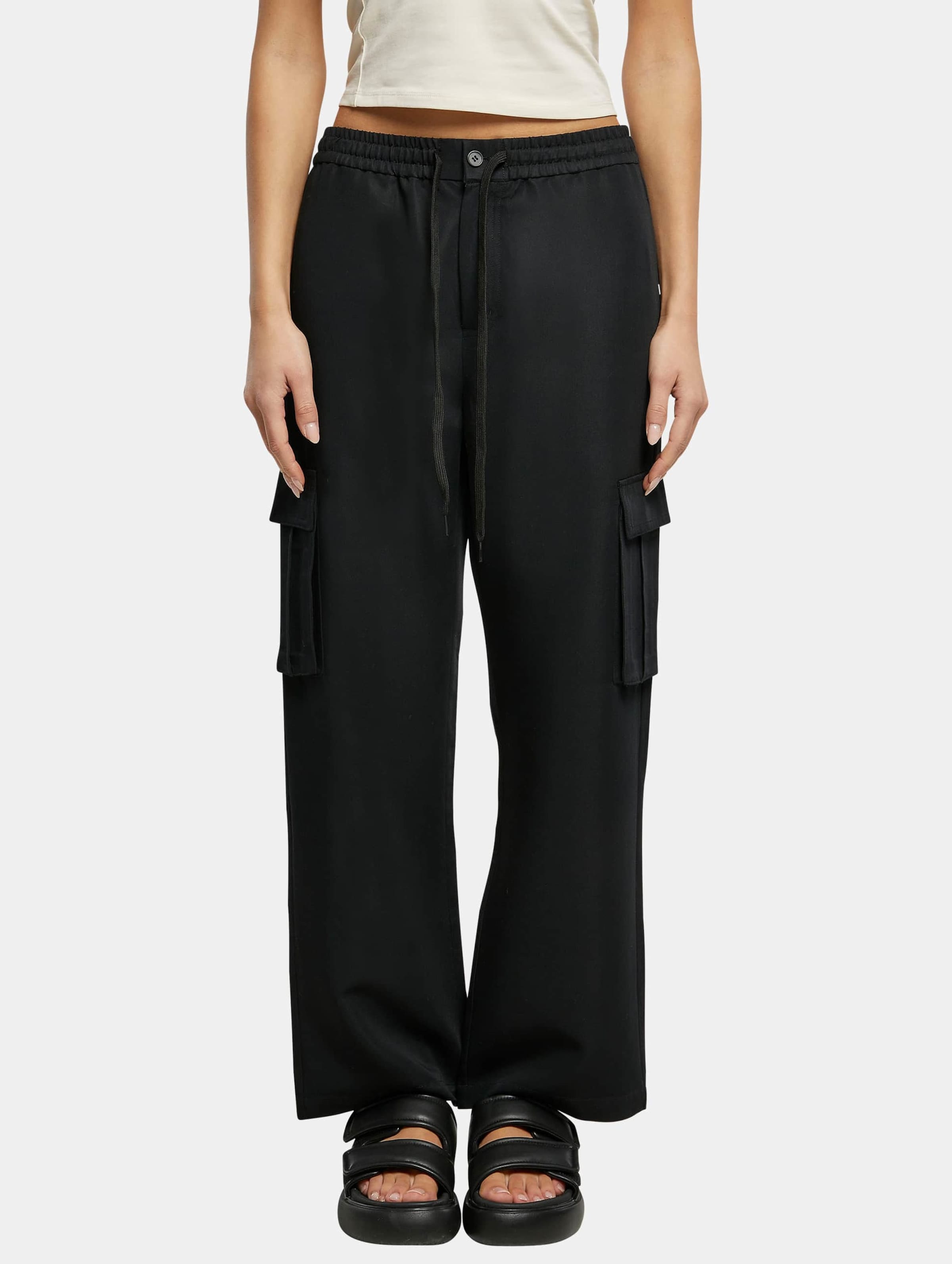 Urban Classics Ladies Vicose Straight Leg Cargo Pants