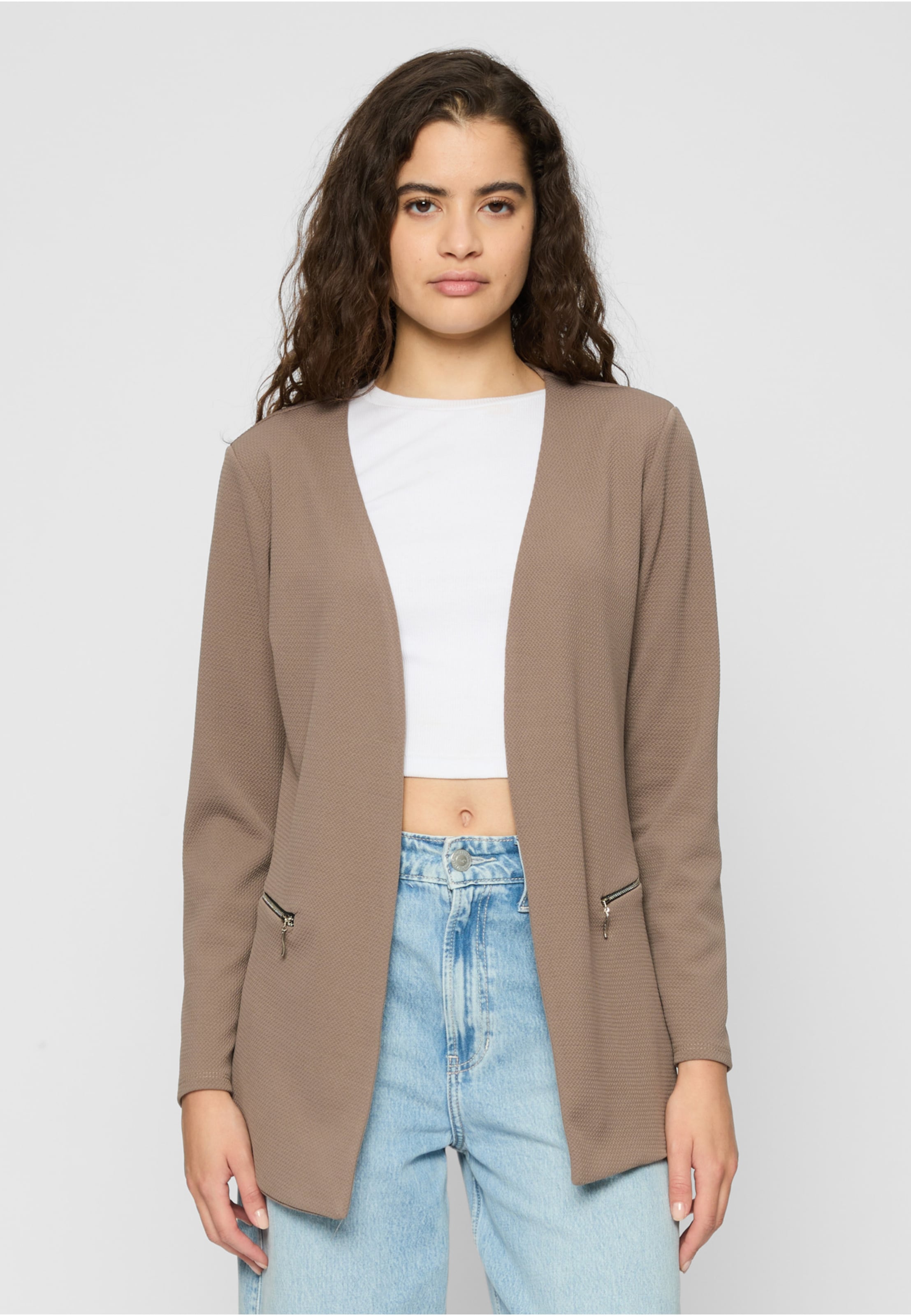 Cloud5ive Damen Blazer mit 2-Zip-Pockets u. Strukturstoff