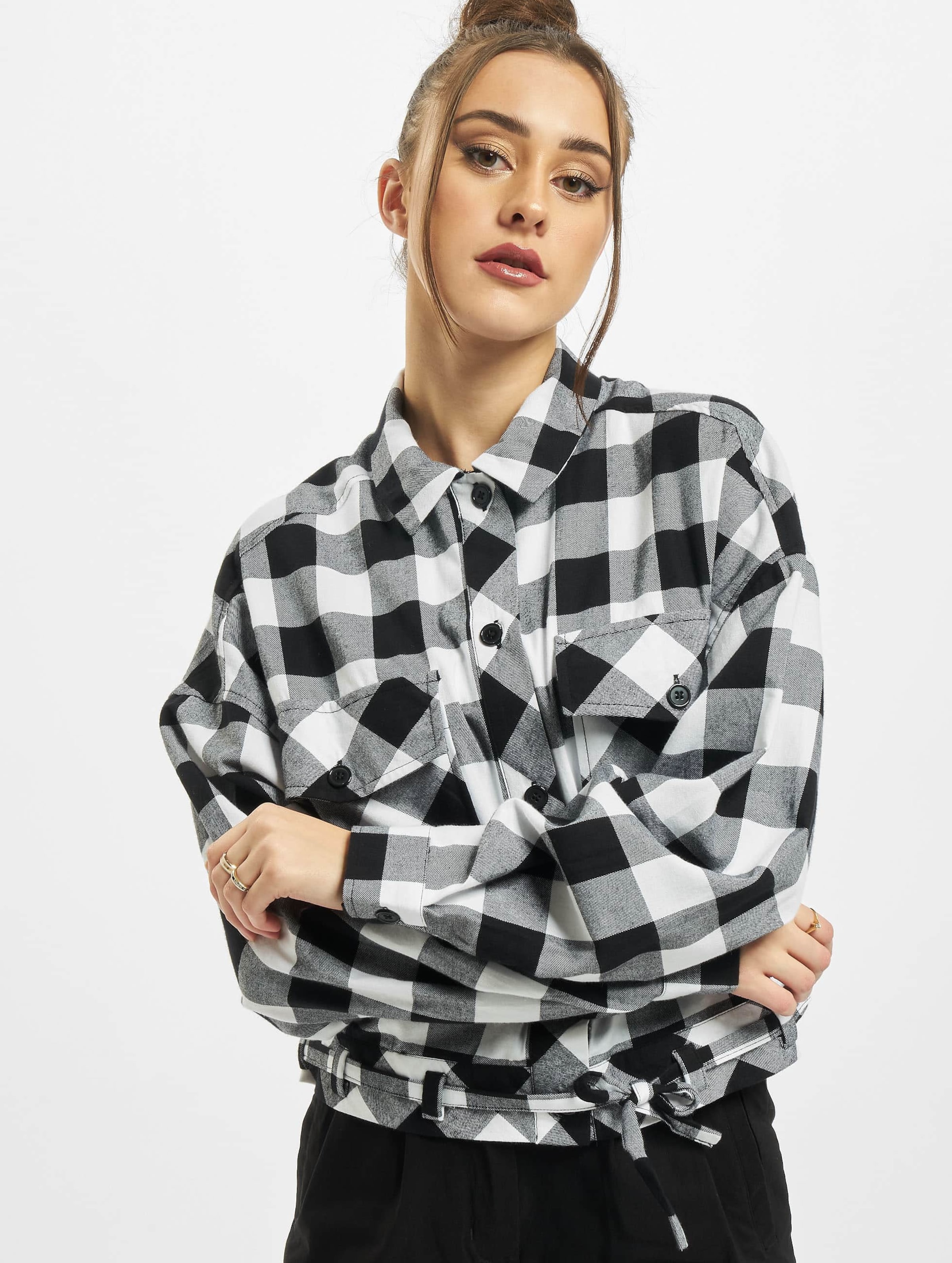 Urban Classics Ladies Short Oversized Check Shirt