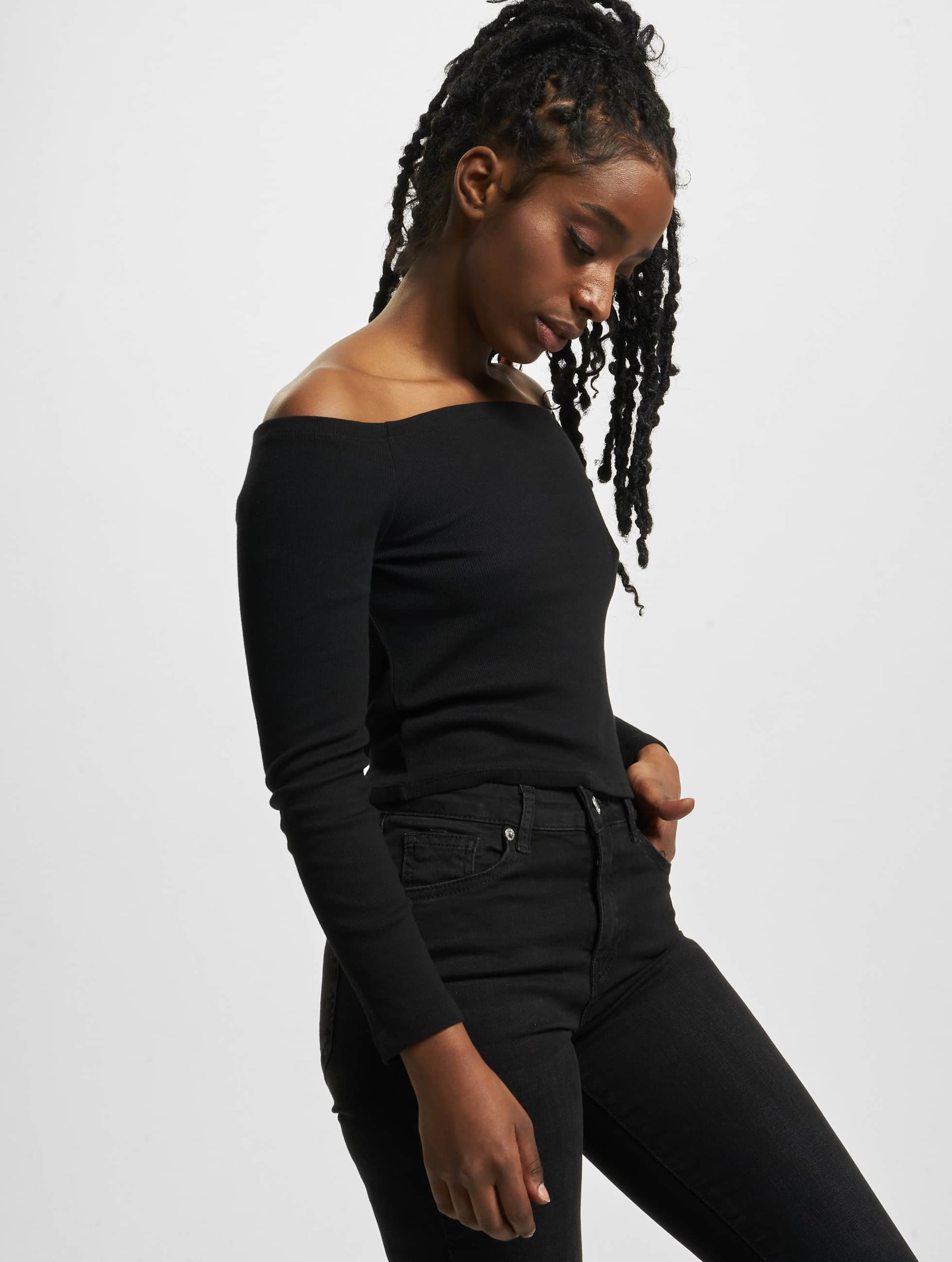 Urban Classics Ladies Off Shoulder Rib Longsleeve