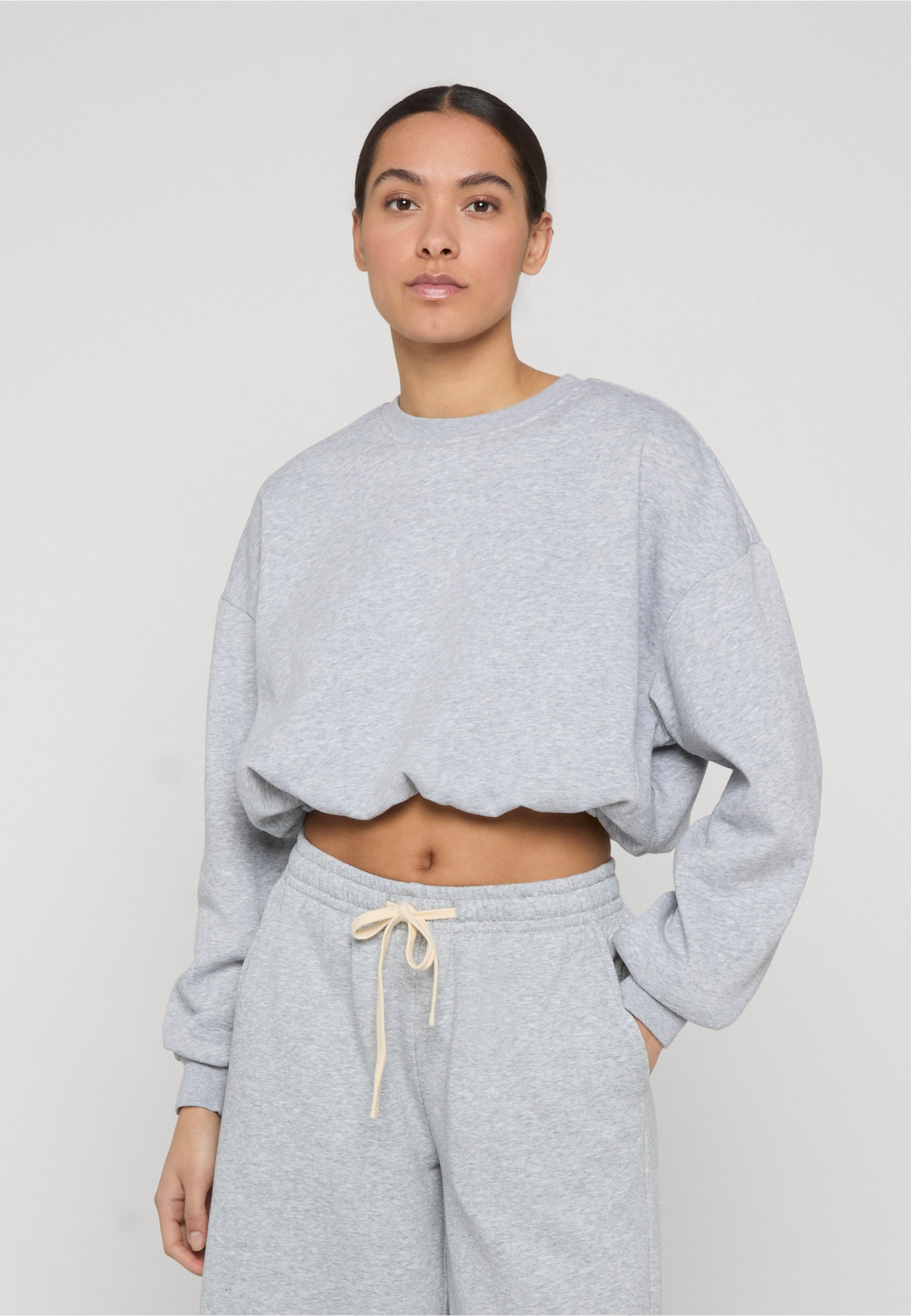 Urban Classics Ladies Cropped Gathered Sweatshirt