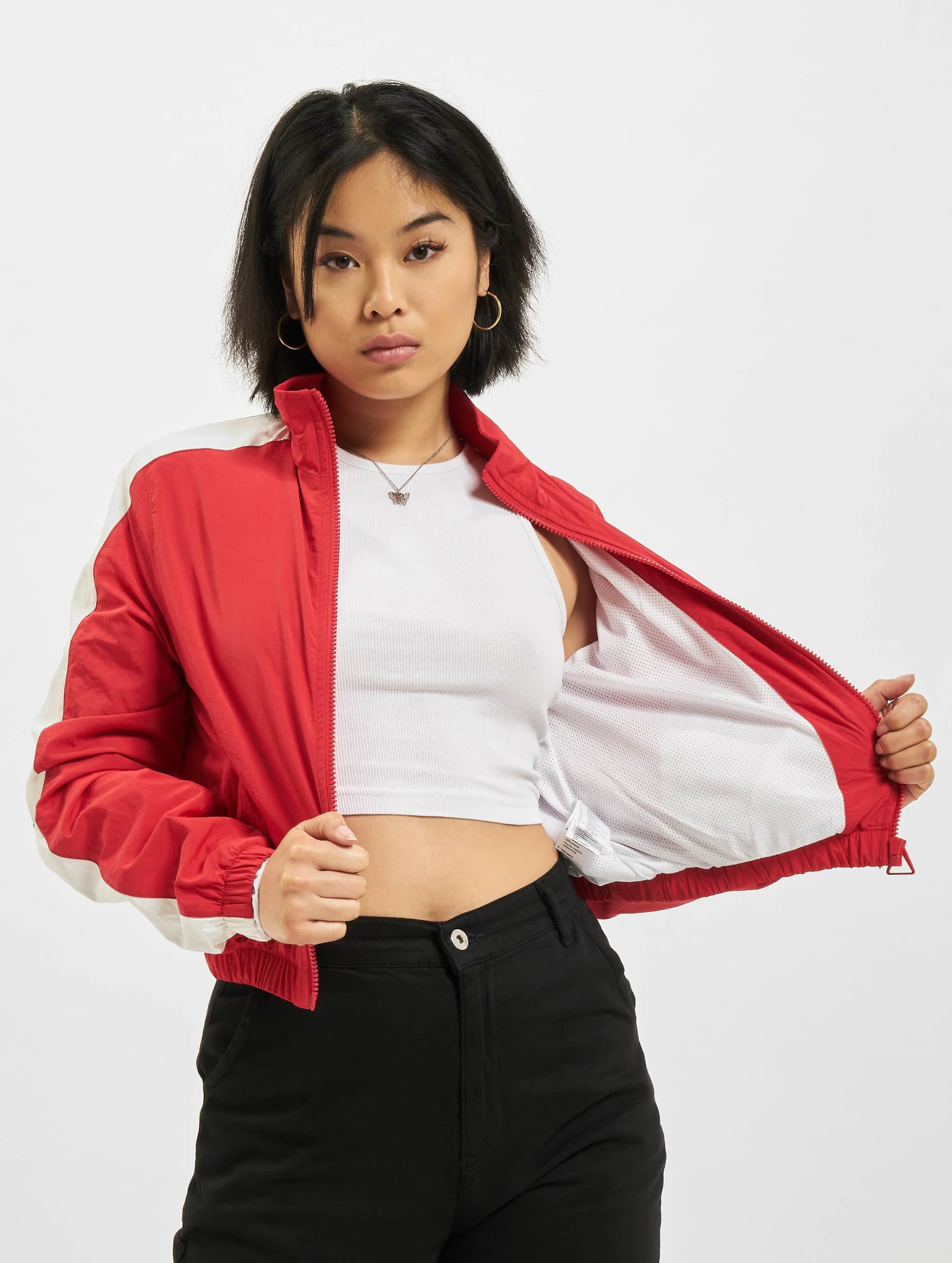 Urban Classics Ladies Short Striped Crinkle Track Jacket
