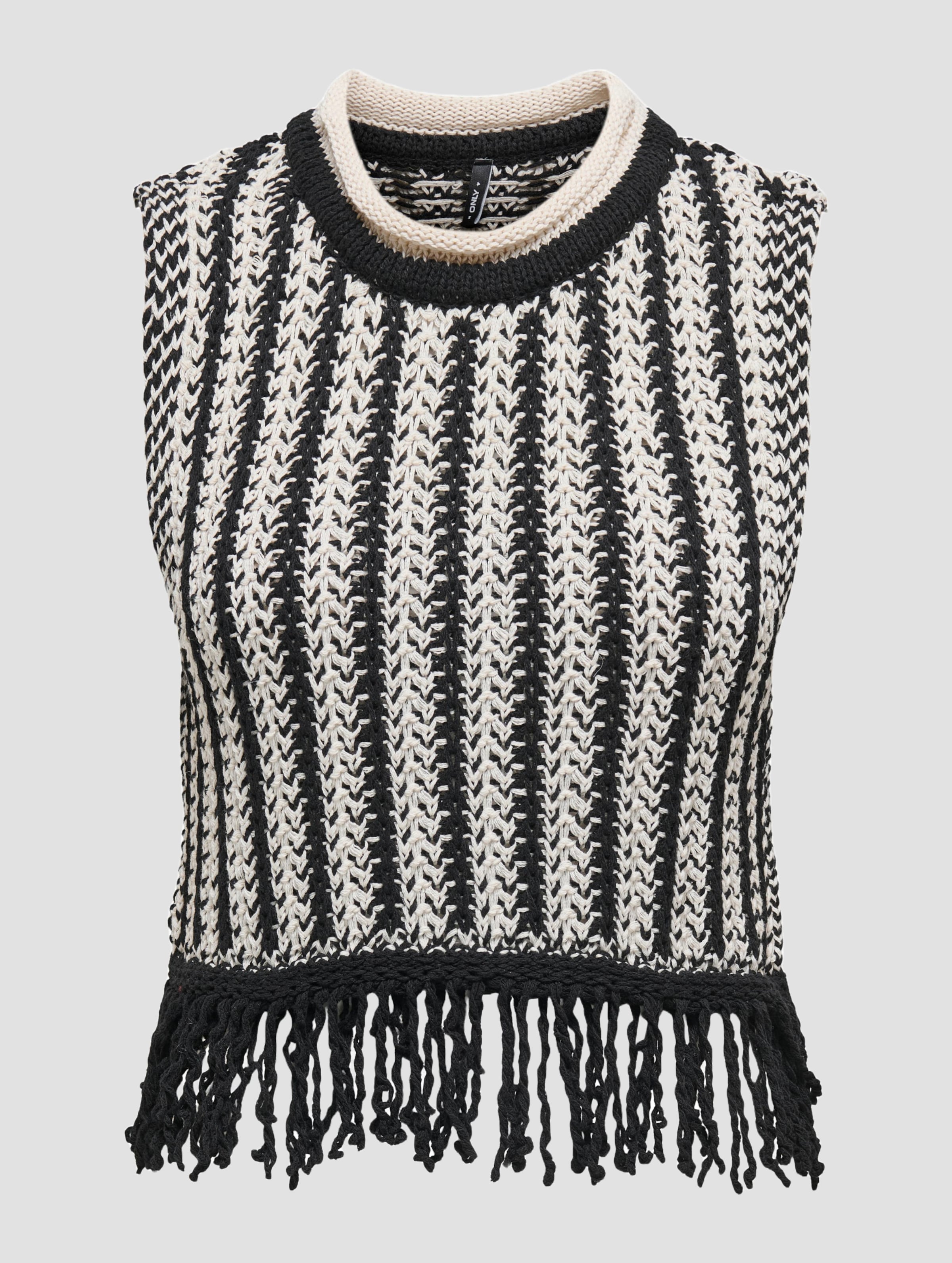 Only ONLAINA LIFE SL FRINGE O-NECK TOP KNT