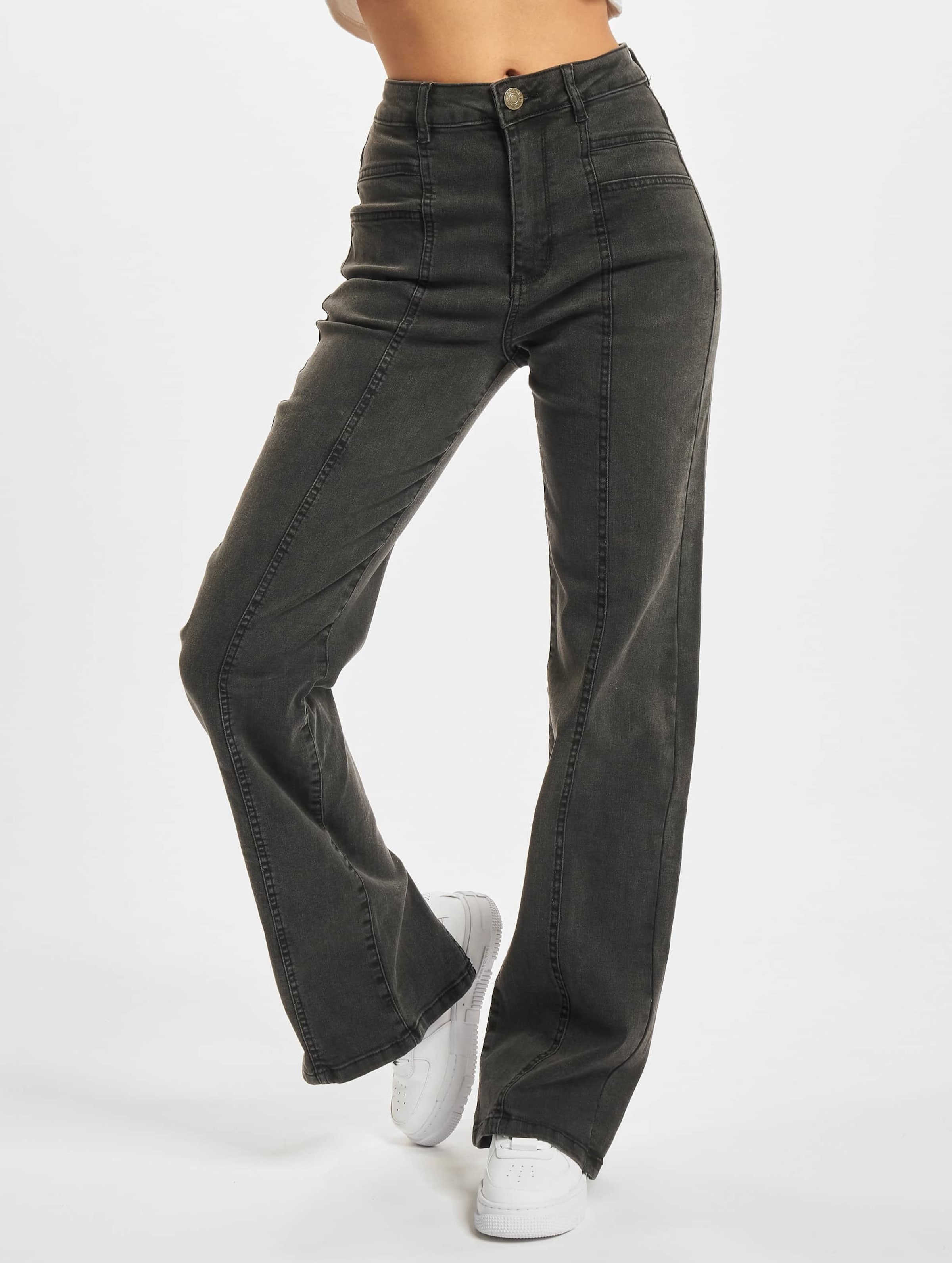 Urban Classics Ladies High Waist Straight Slit Denim Pants