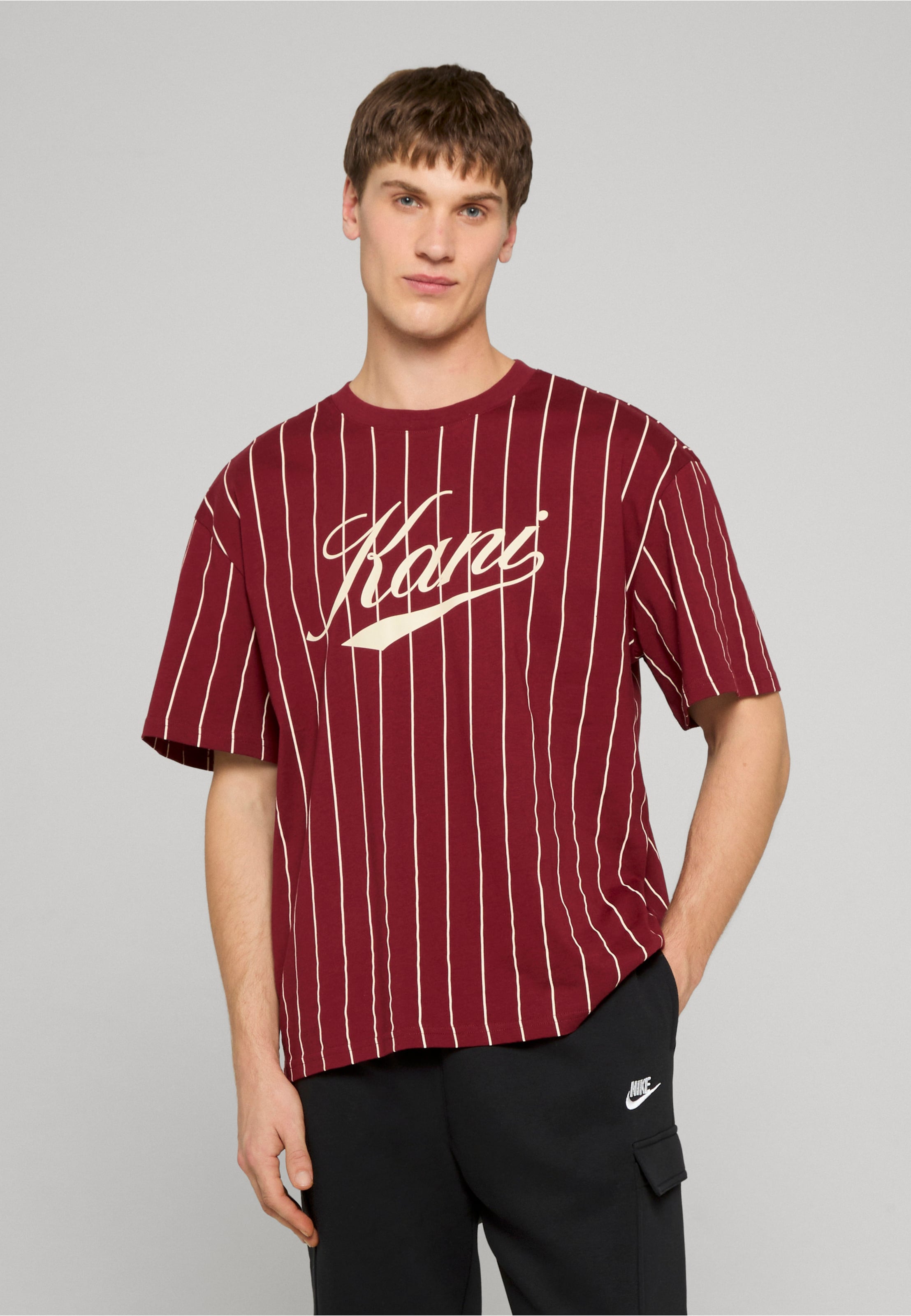 Karl Kani Cursive Varsity Pinstripe T-Shirt
