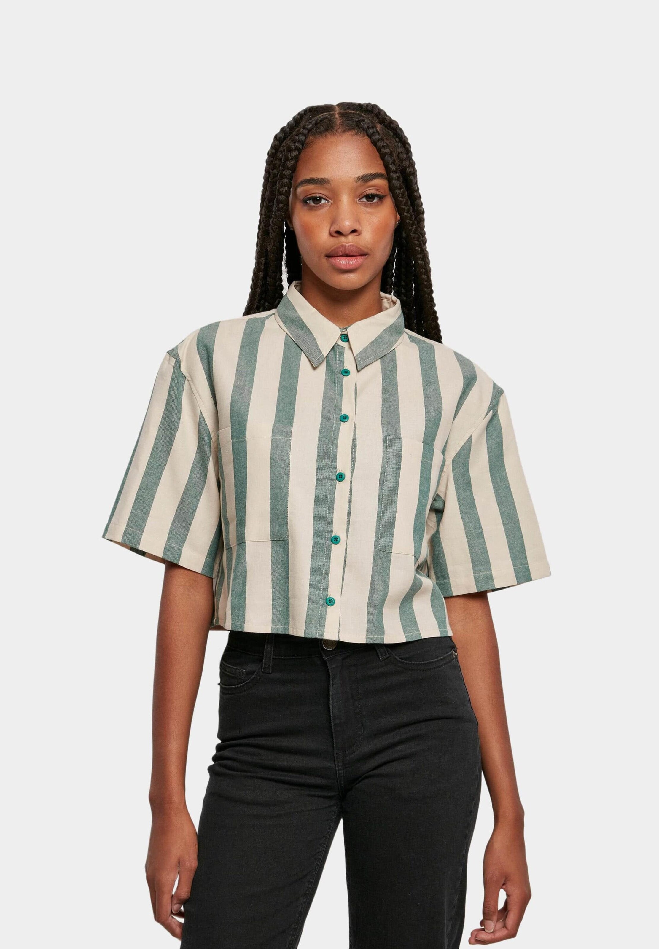 Urban Classics Ladies Short Oversized Stripe Shirt