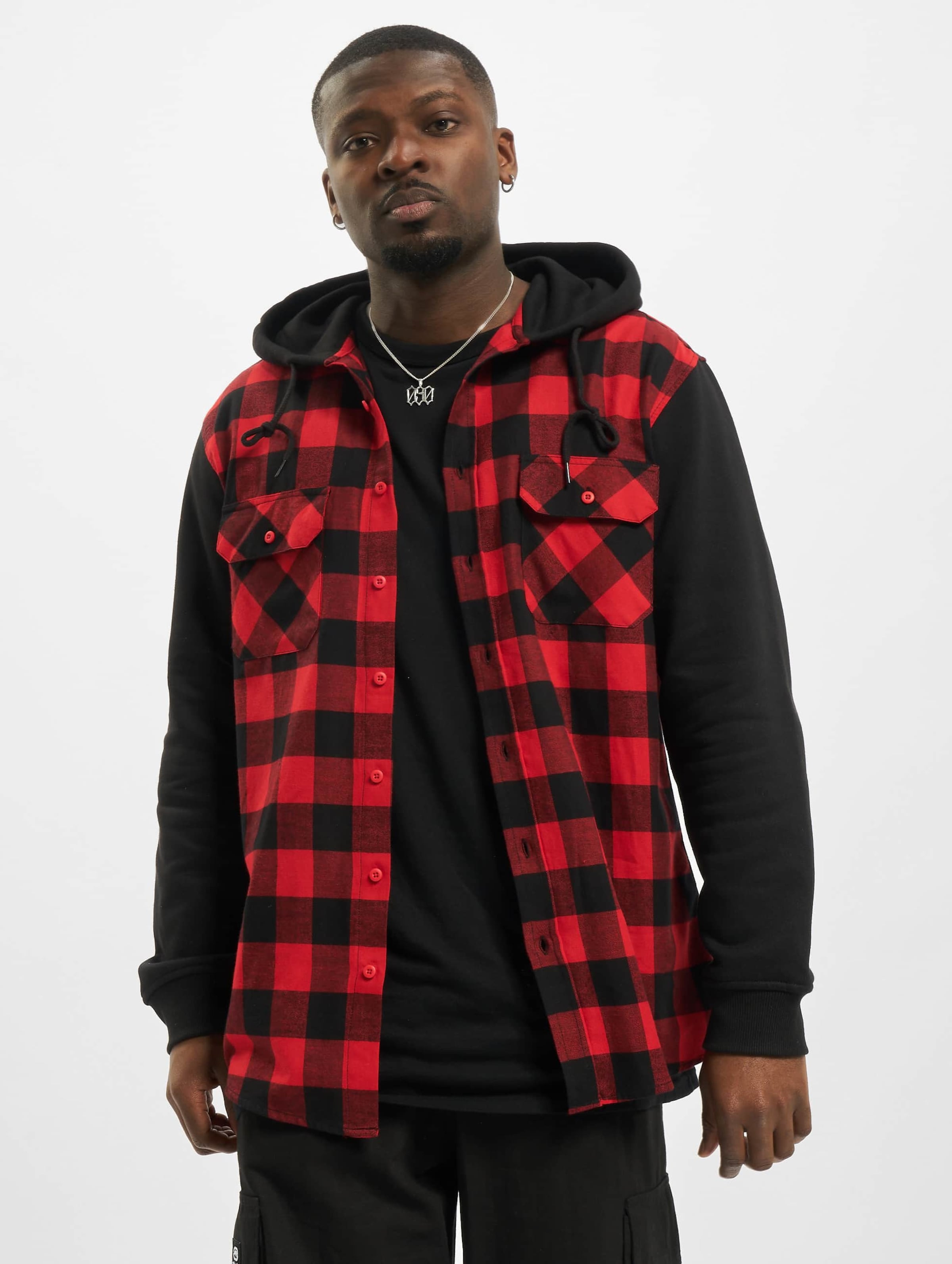 Urban Classics Hooded Checked Flanell Sweat Sleeve Shirt