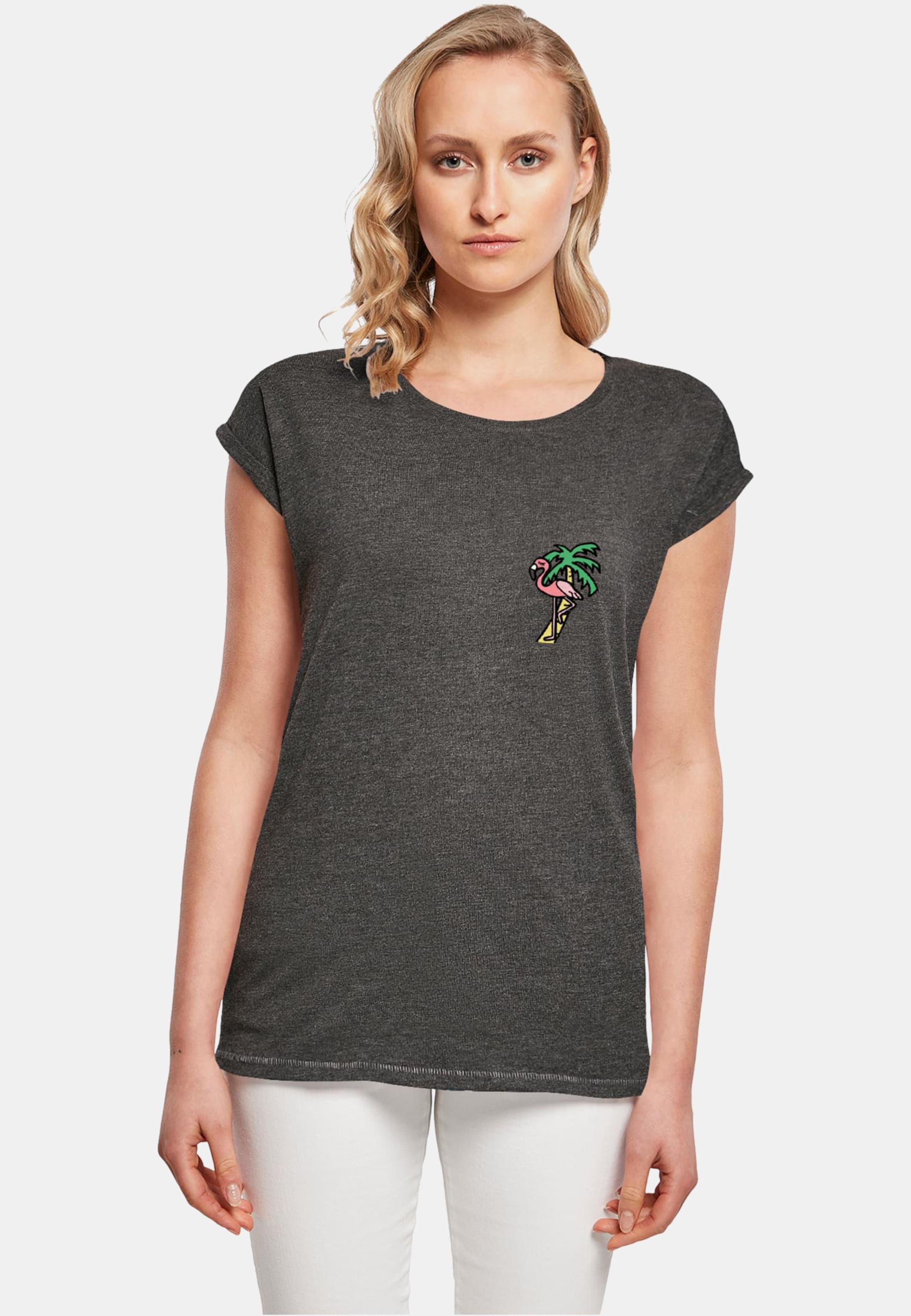 Mister Tee Ladies Flamingo Extended Shoulder