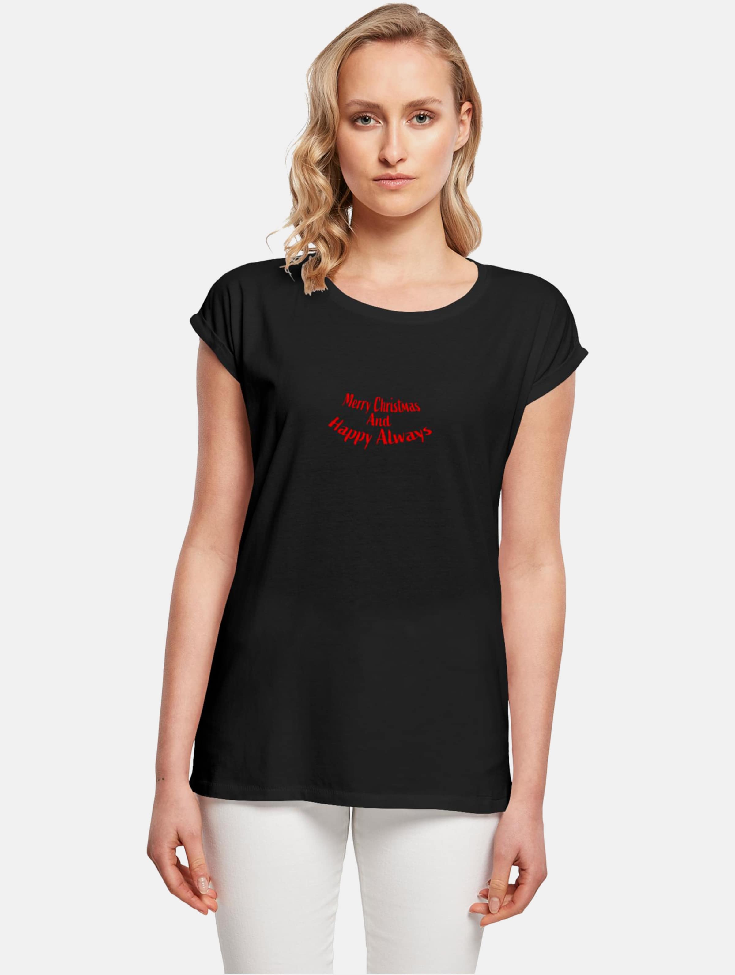 Merchcode POD Ladies Merry Christmas And Happy Always Extended Shoulder Tee