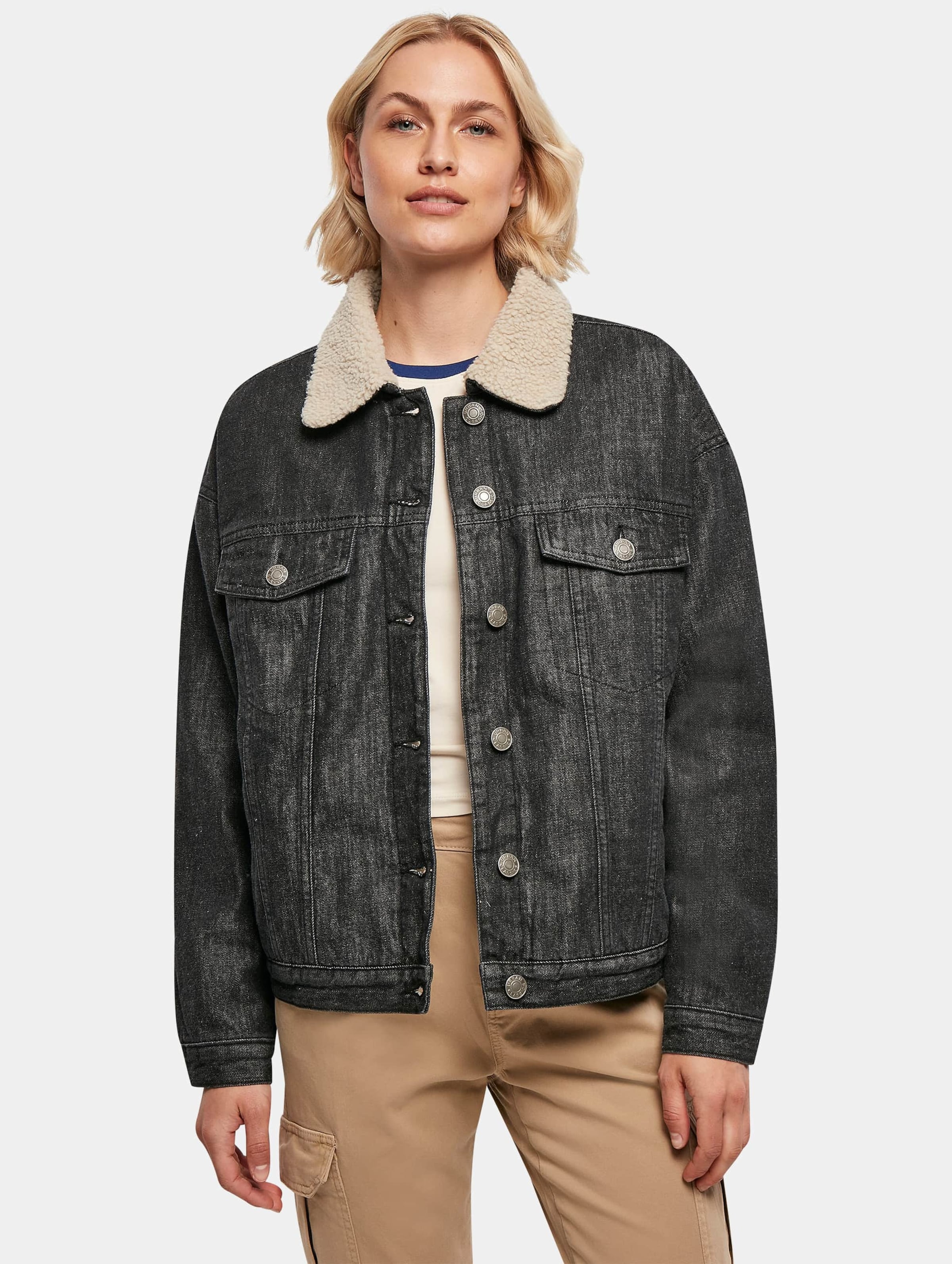 Urban Classics Ladies Oversized Sherpa Denim Jacket