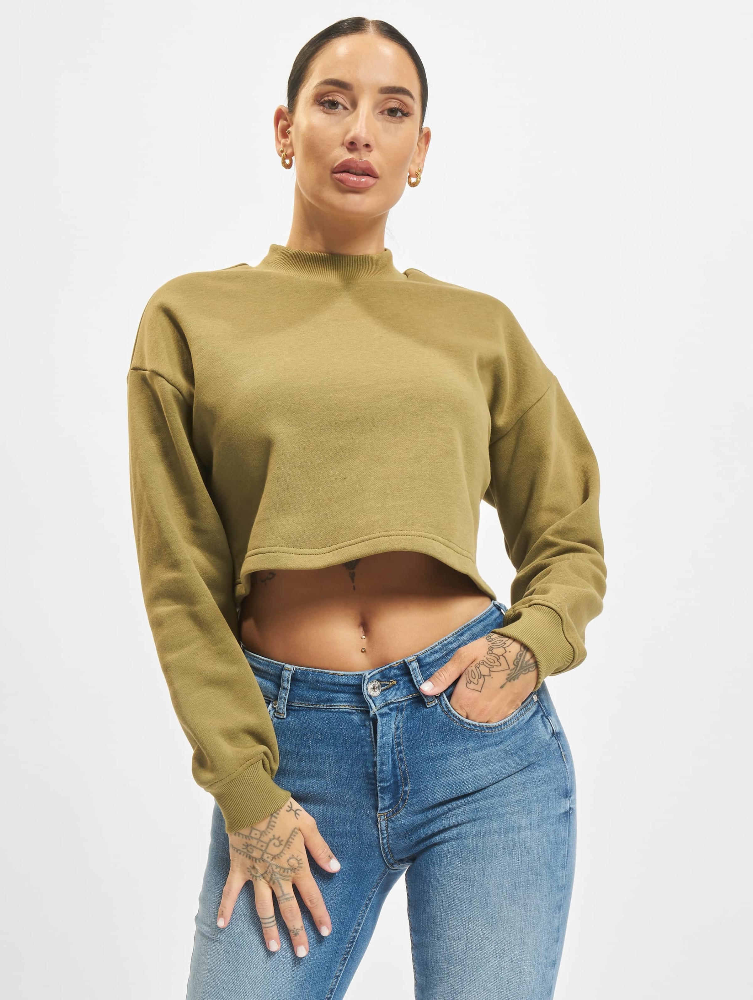 Urban Classics Ladies Cropped Oversized Sweat High Neck Crew