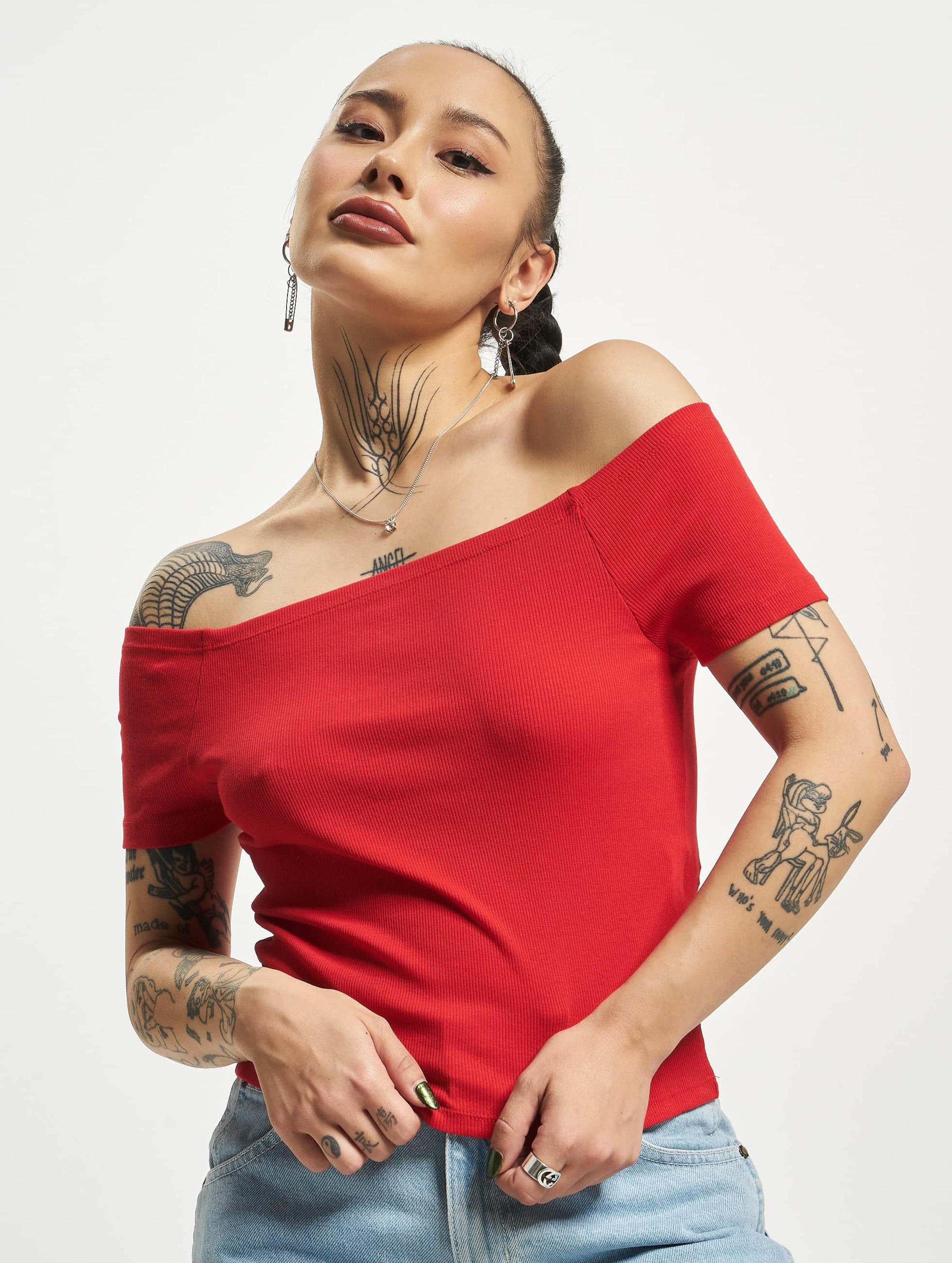 Urban Classics Ladies Off Shoulder Rib Tee