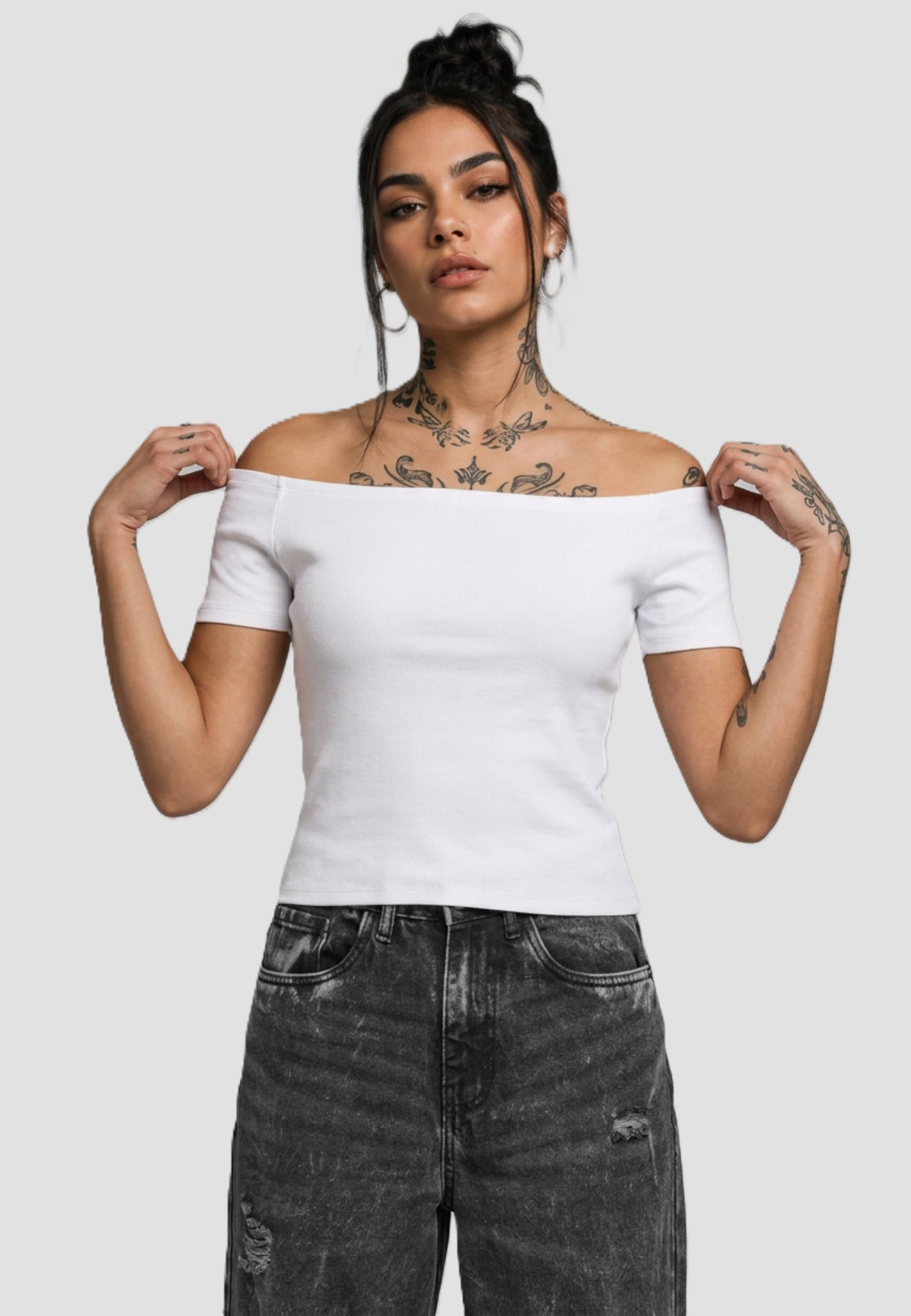 Urban Classics Ladies Essentials Off Shoulder Rib Tee