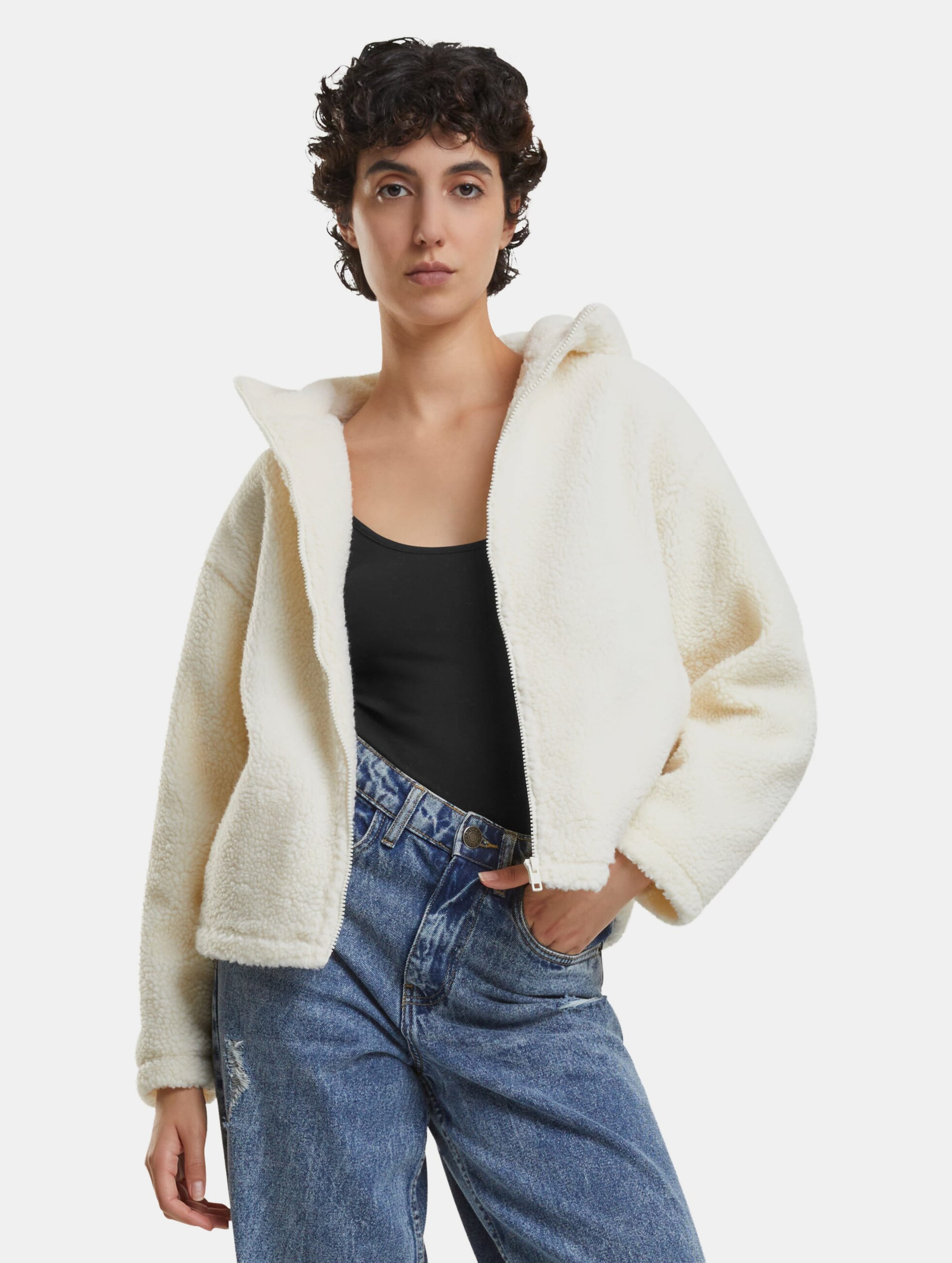 Urban Classics Ladies Short Hooded Sherpa Übergangsjacke