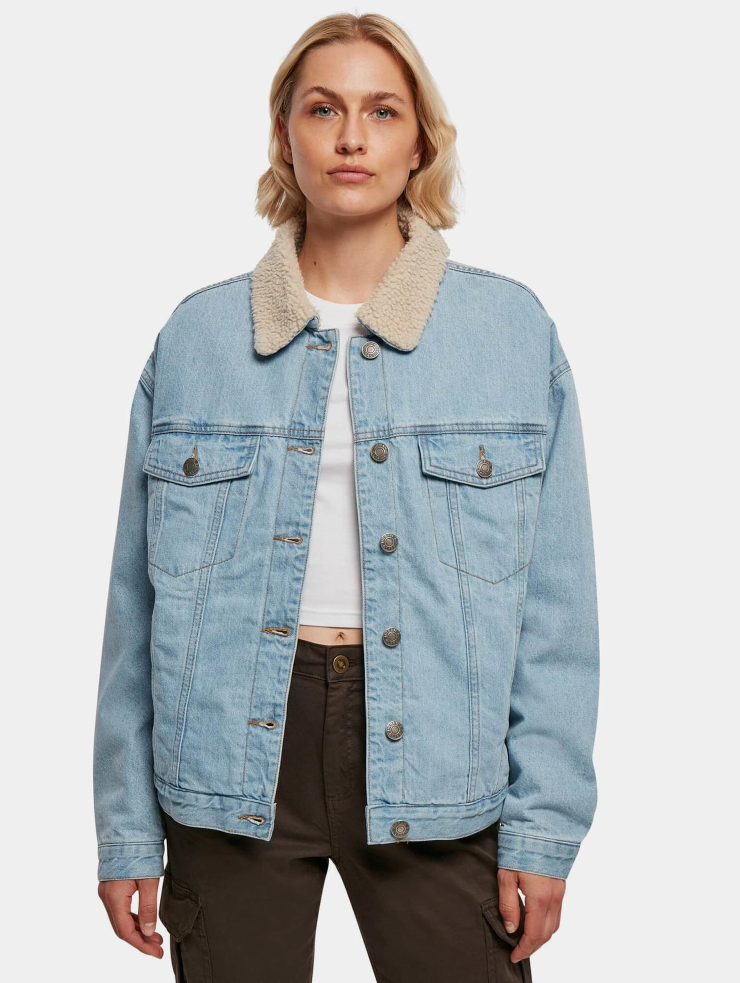 Urban Classics Ladies Oversized Sherpa Denim Jacket