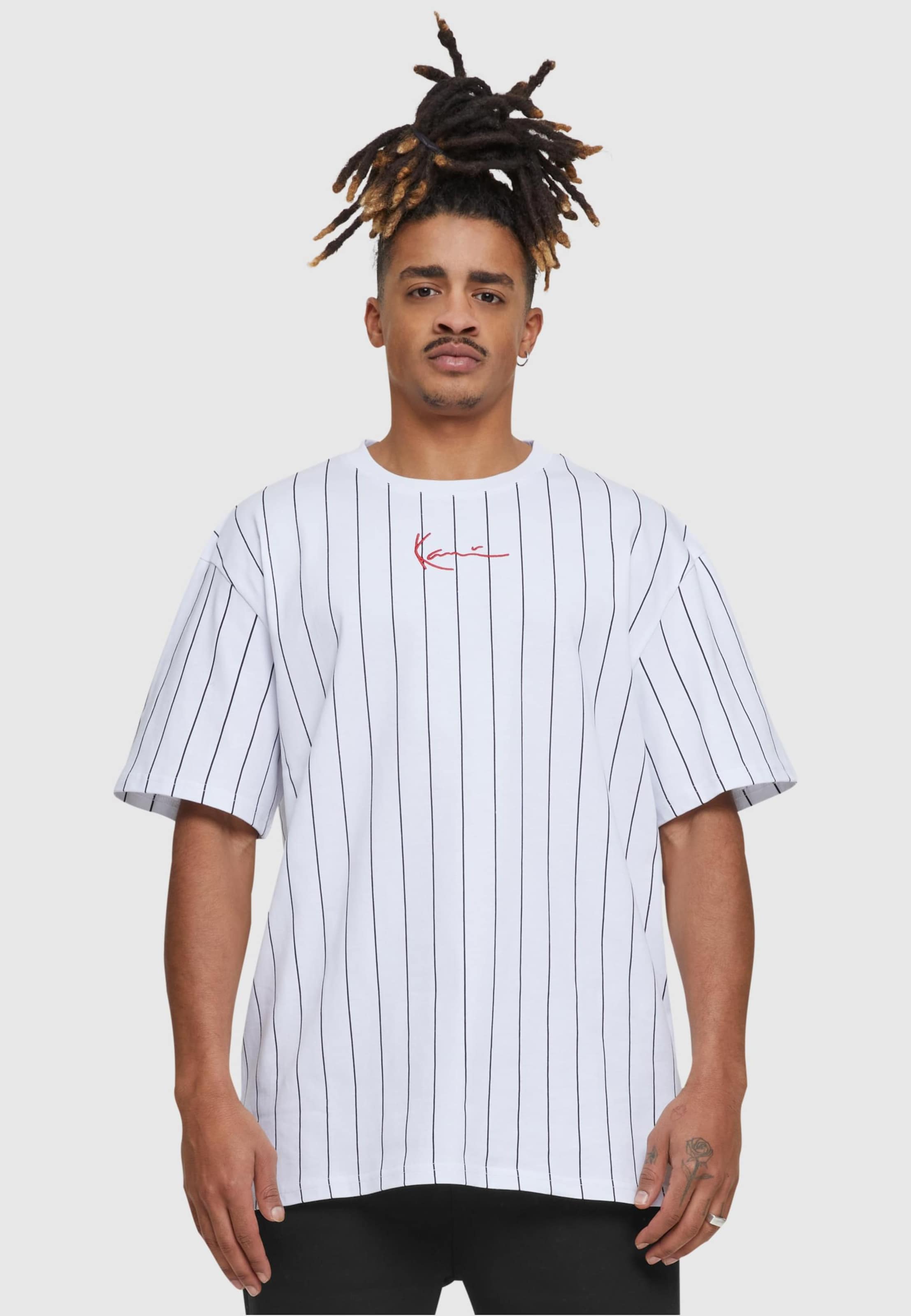 Karl Kani Small Signature Pinstripe Tee white