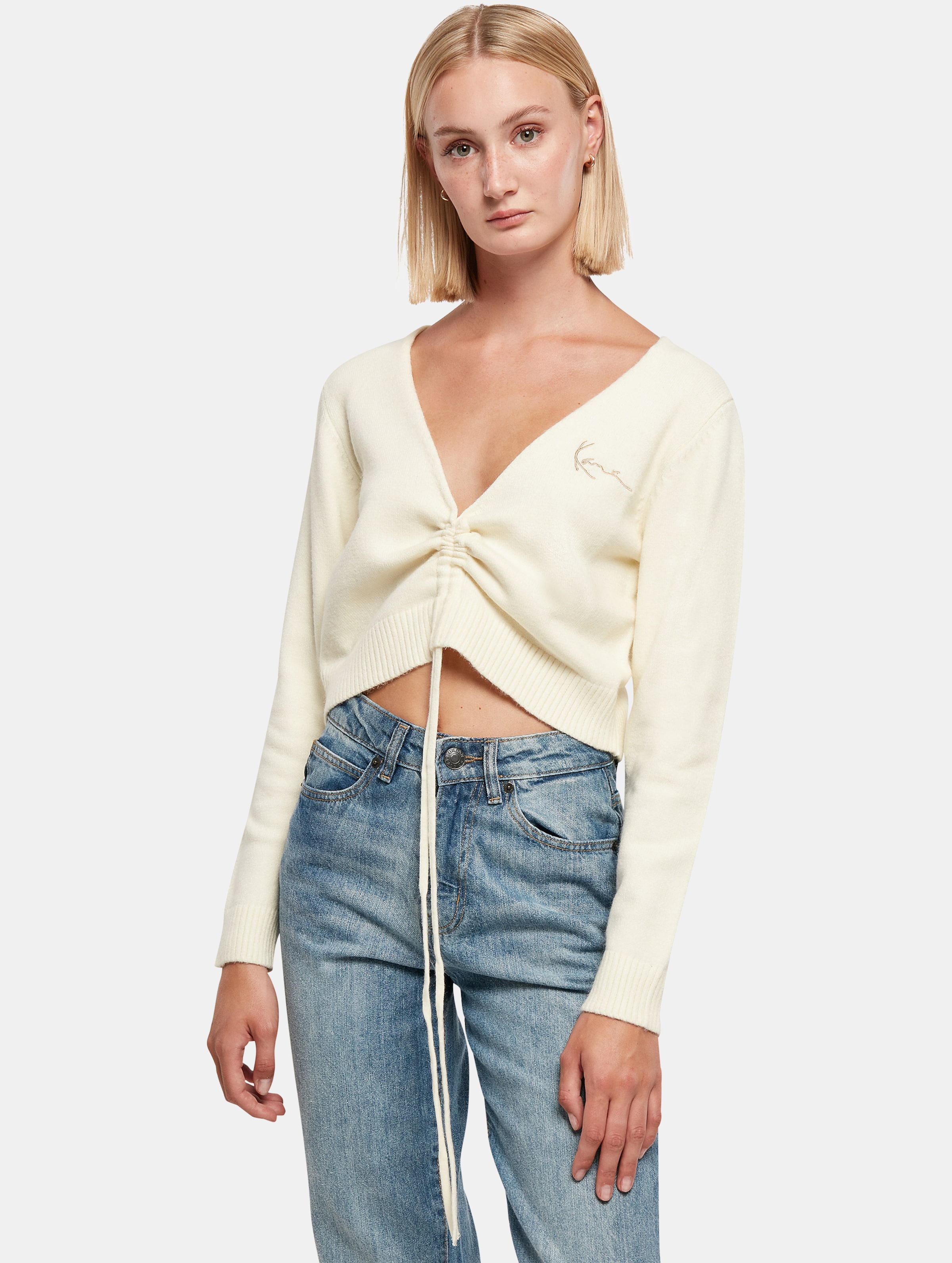 Karl Kani Chest Signature Gathered Knit Crew off white