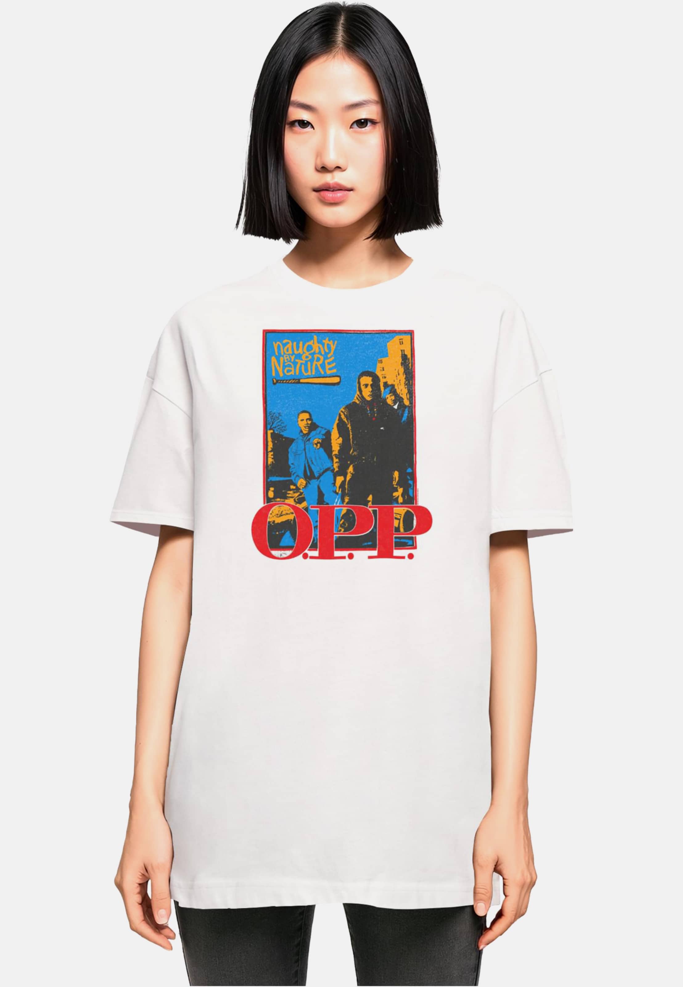Merchcode Ladies Naughty By Nature - OPP Vint Oversized Boyfriend Tee