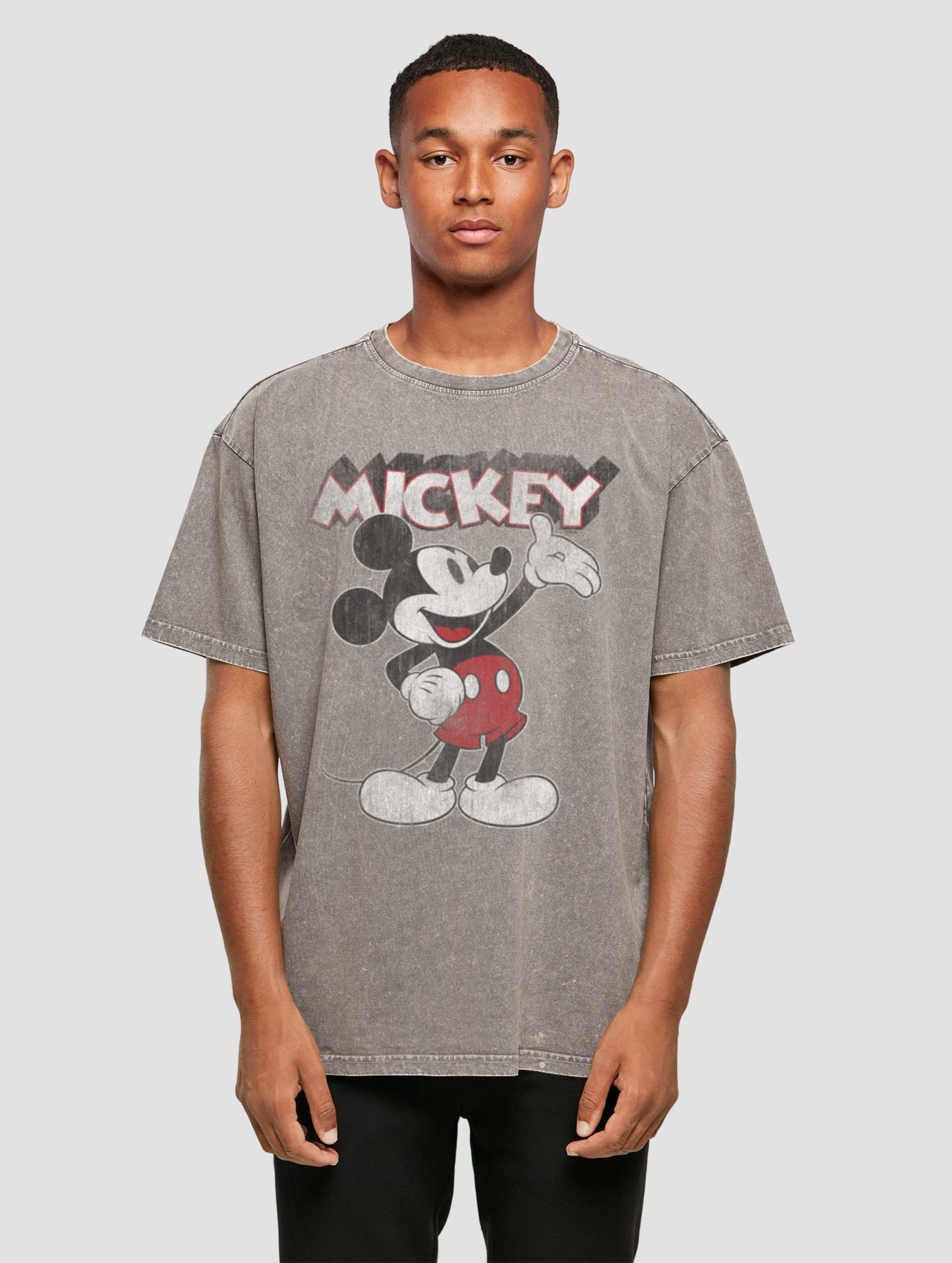 Absolute Cult Mickey Mouse - Presents Acid Washed Oversized Tee