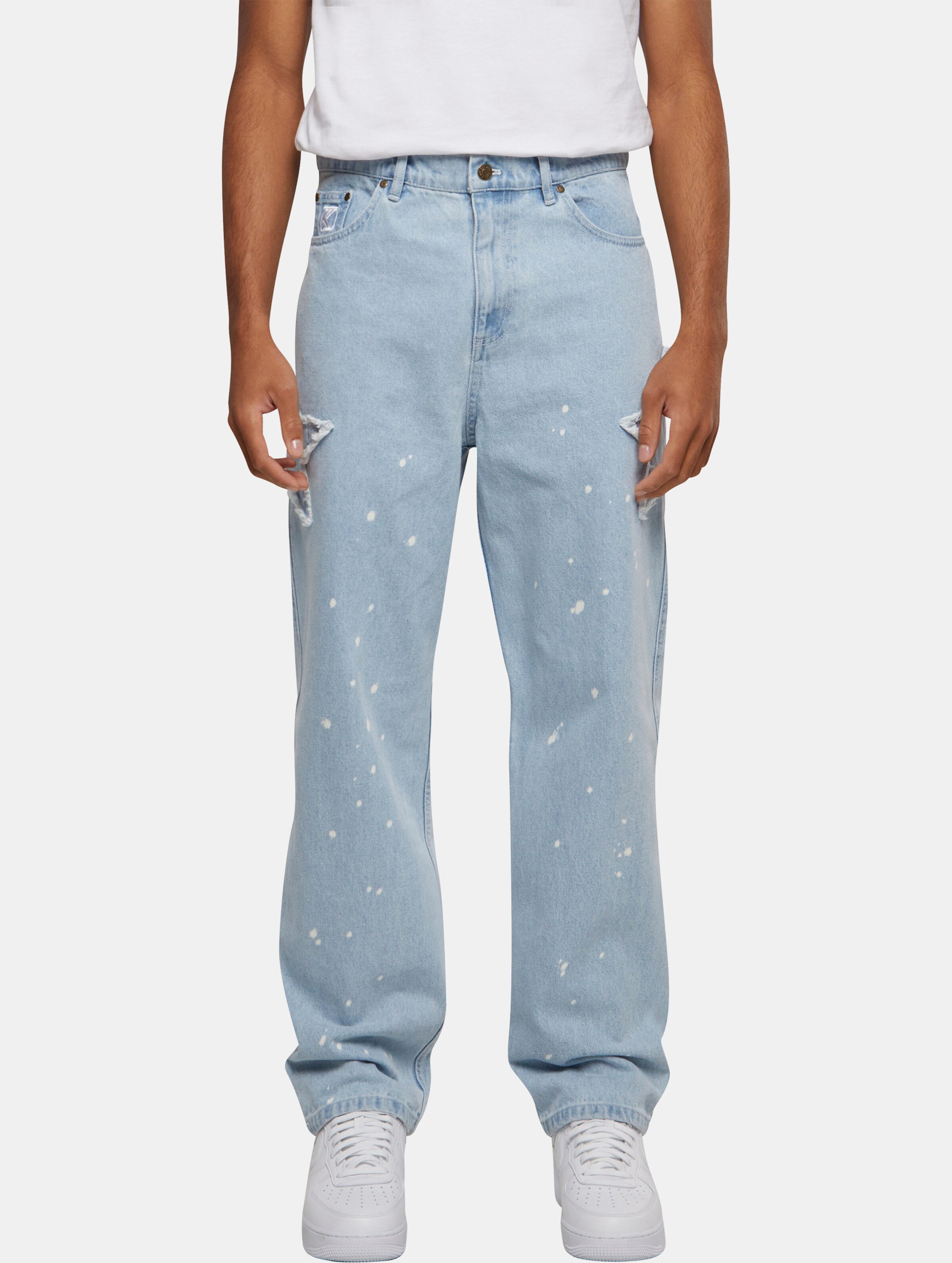 Karl Kani Og Five Pocket Paintsplatter Denim Bleached Jeans Baggy