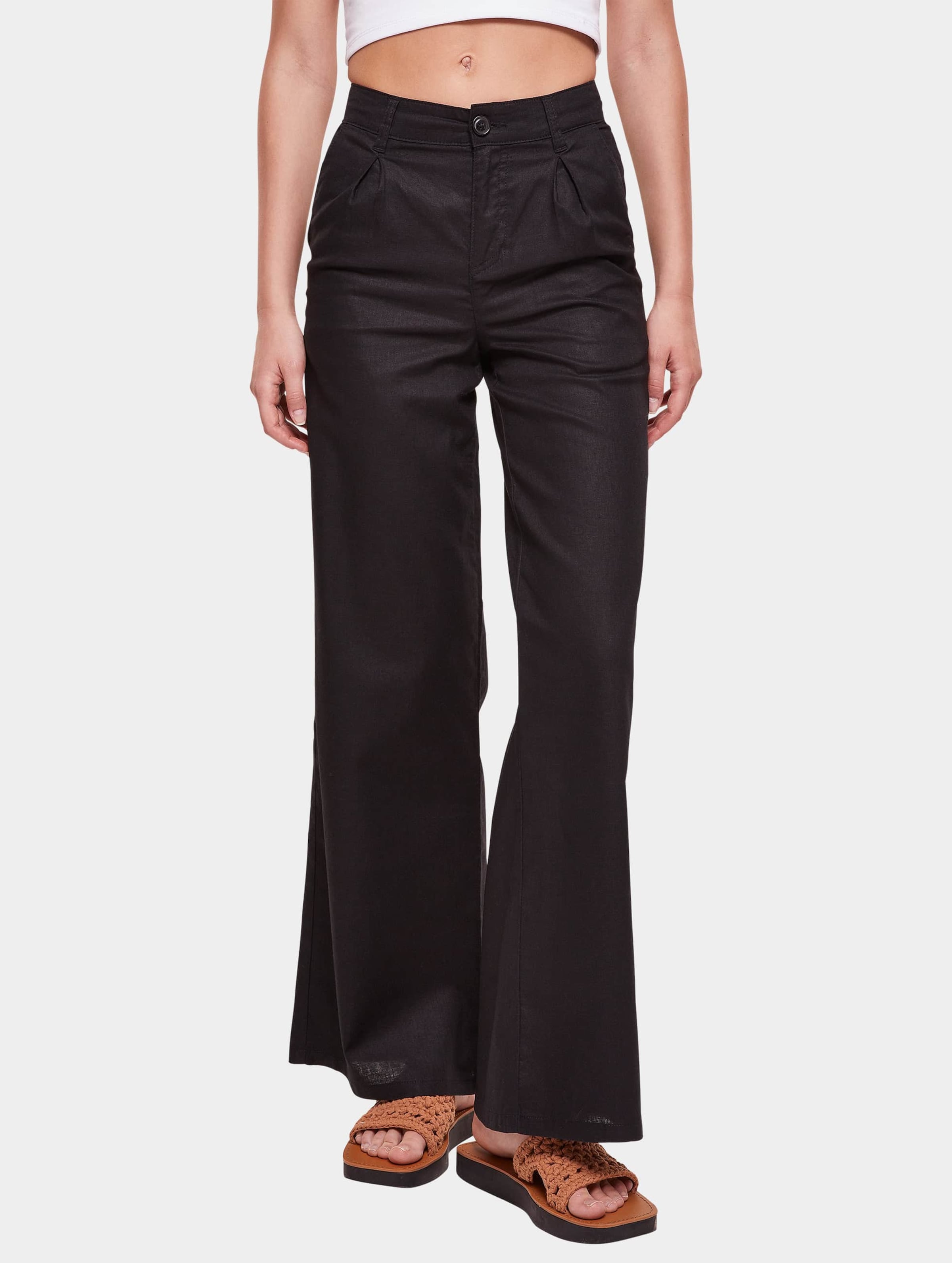 Urban Classics Ladies High Linen Mixed Wide Leg Pants