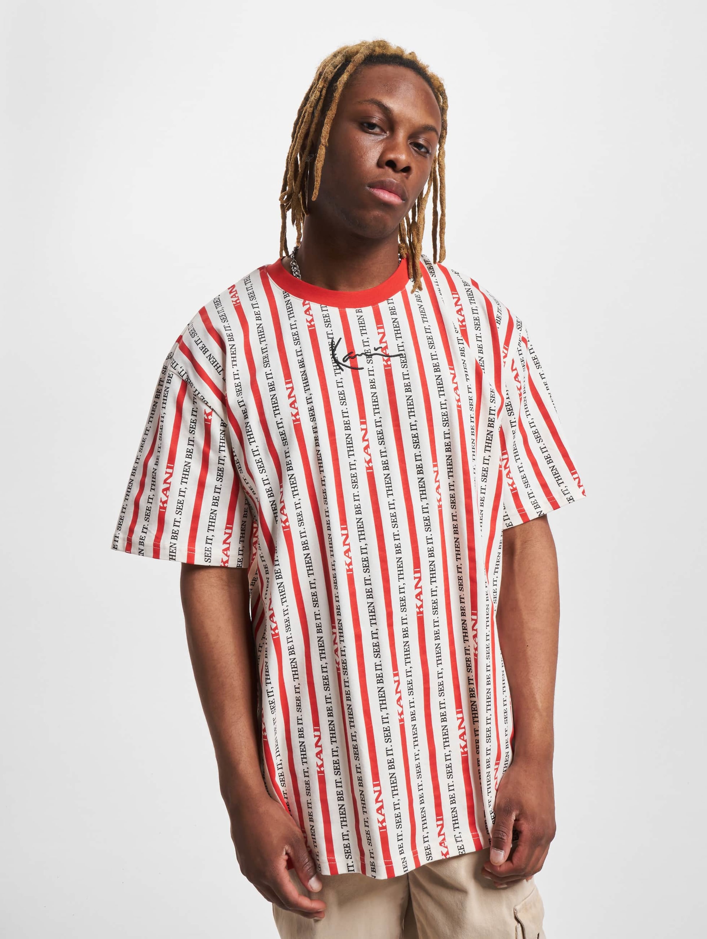Karl Kani KM232-034-2 KK Small Signature Logo Stripe Tee