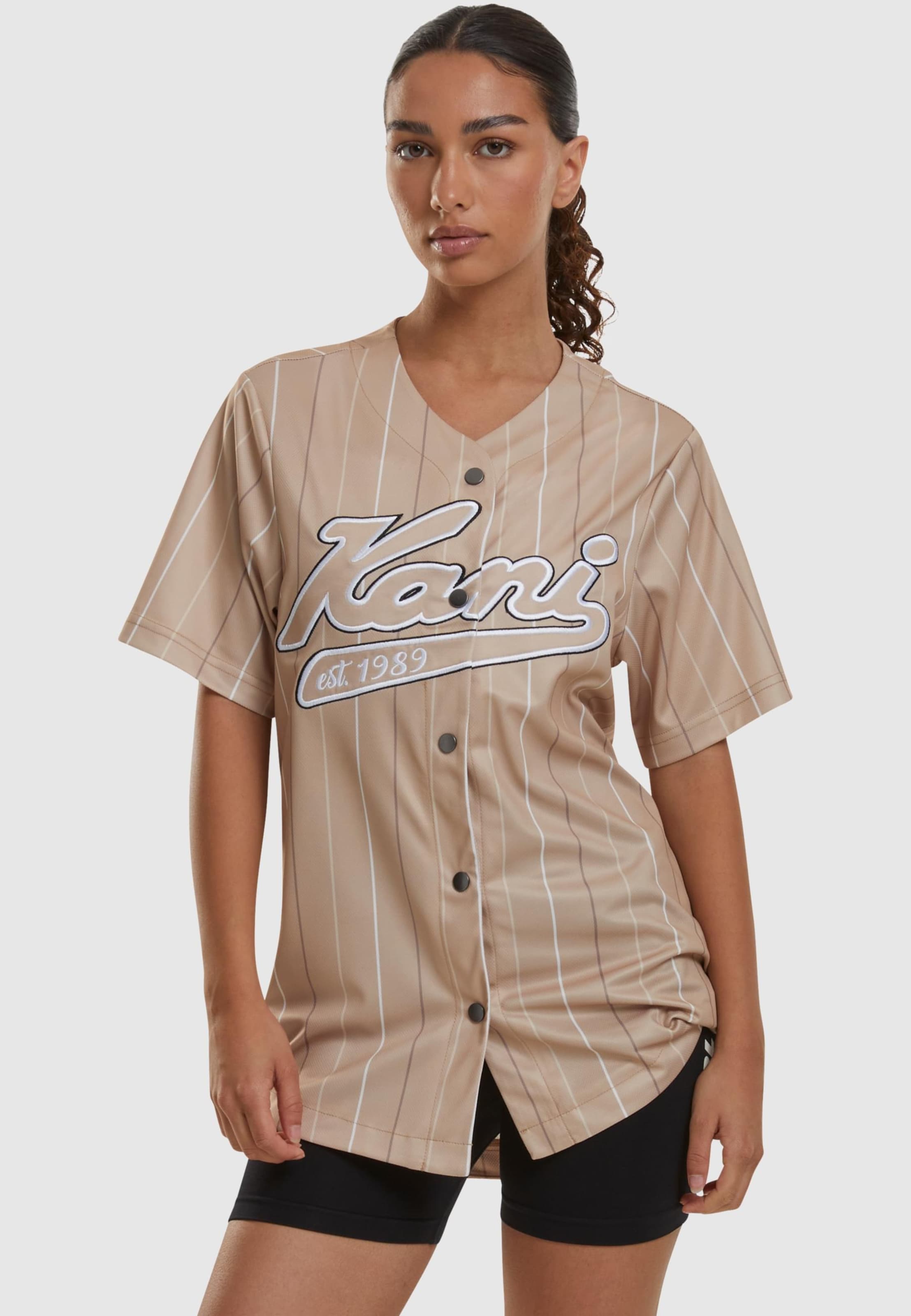 KW242-028-1 Karl Kani Varsity Tonal Pinstripe Baseball Shirt