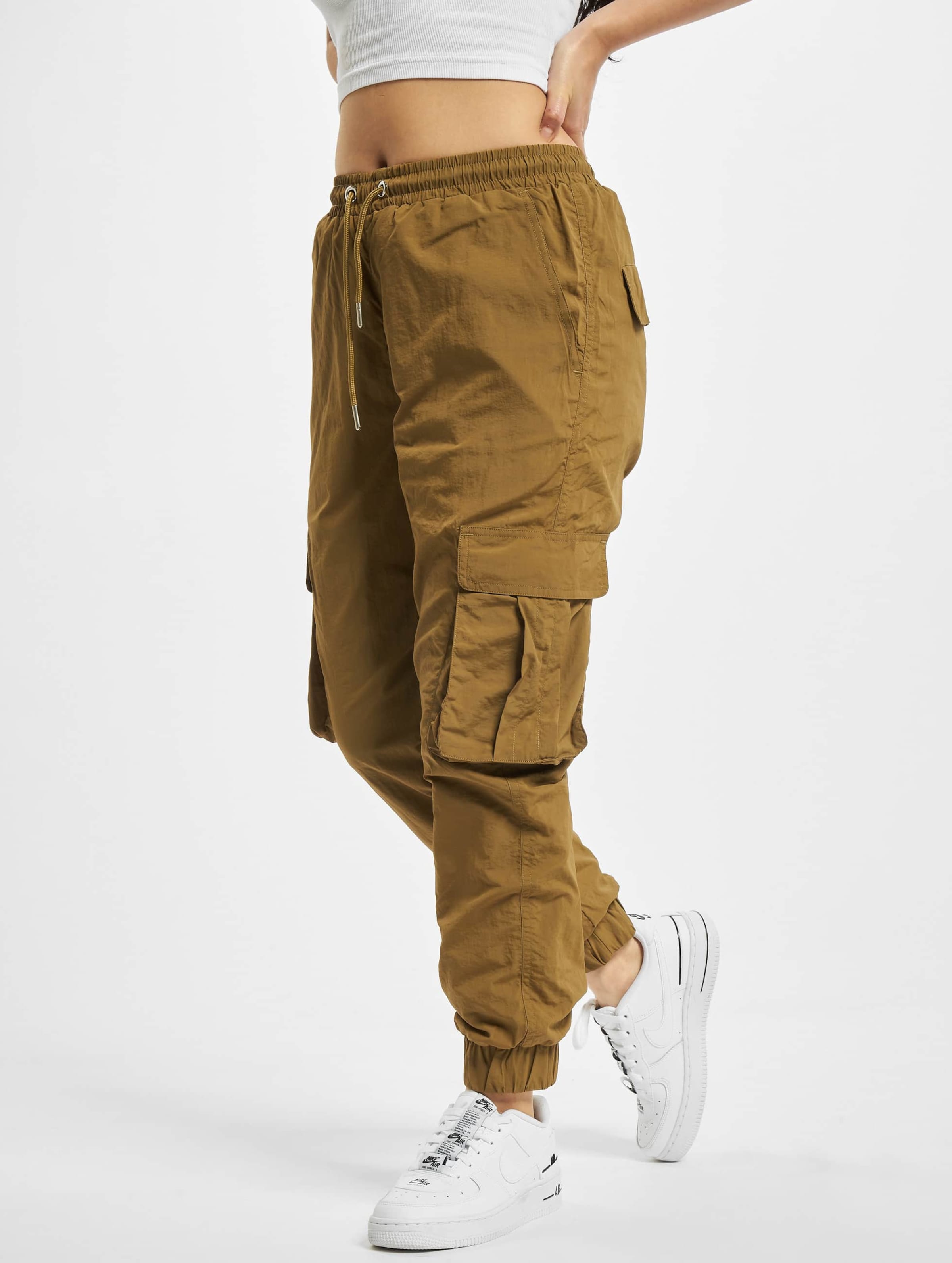 Urban Classics Ladies High Waist Crinkle Nylon Cargo Pants
