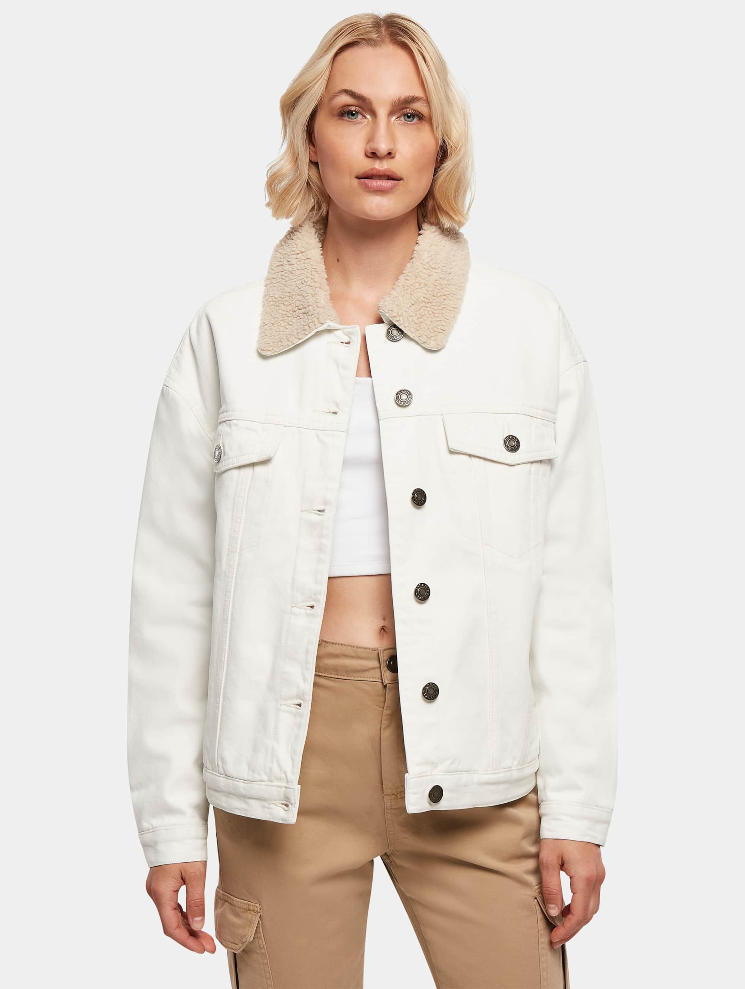 Urban Classics Ladies Oversized Sherpa Denim Jacket
