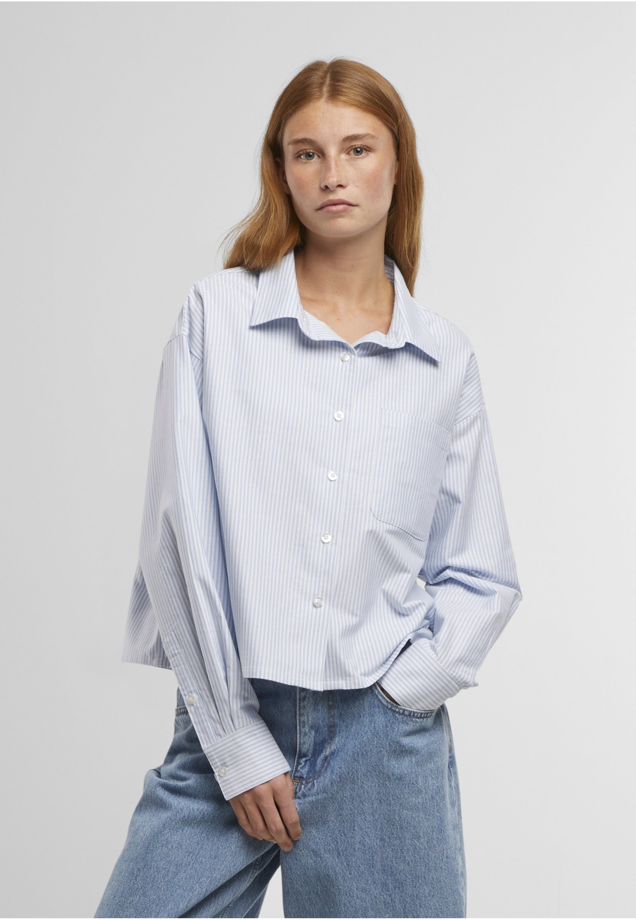 Urban Classics Ladies Striped Short Oxford Shirt