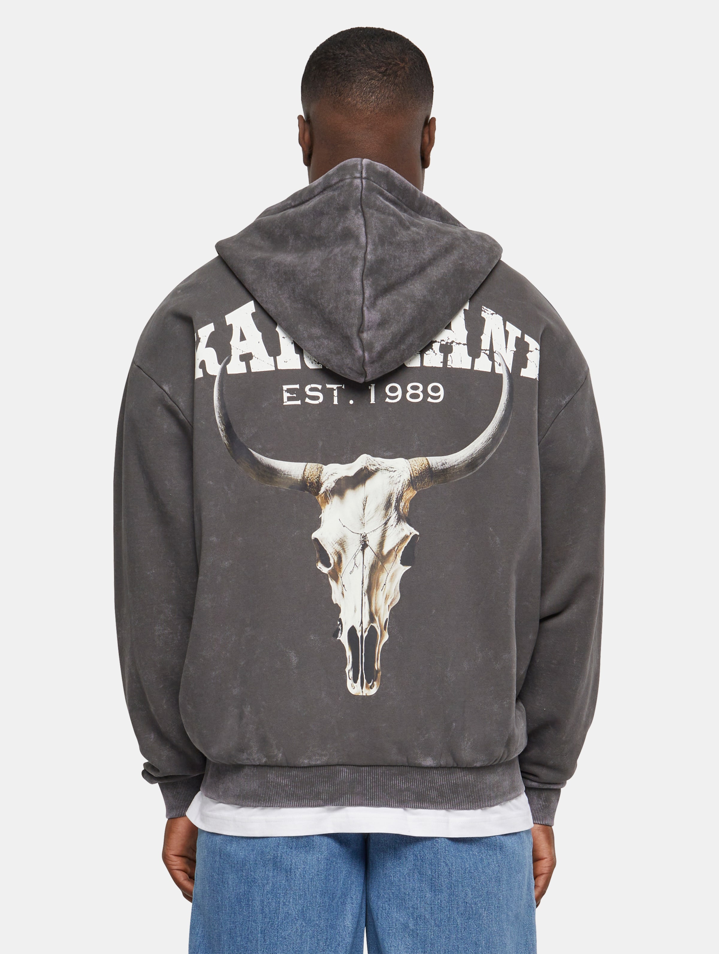 Karl Kani Chest Signature Os Washed Heavy Sweat Full Zip Skull Hoodie