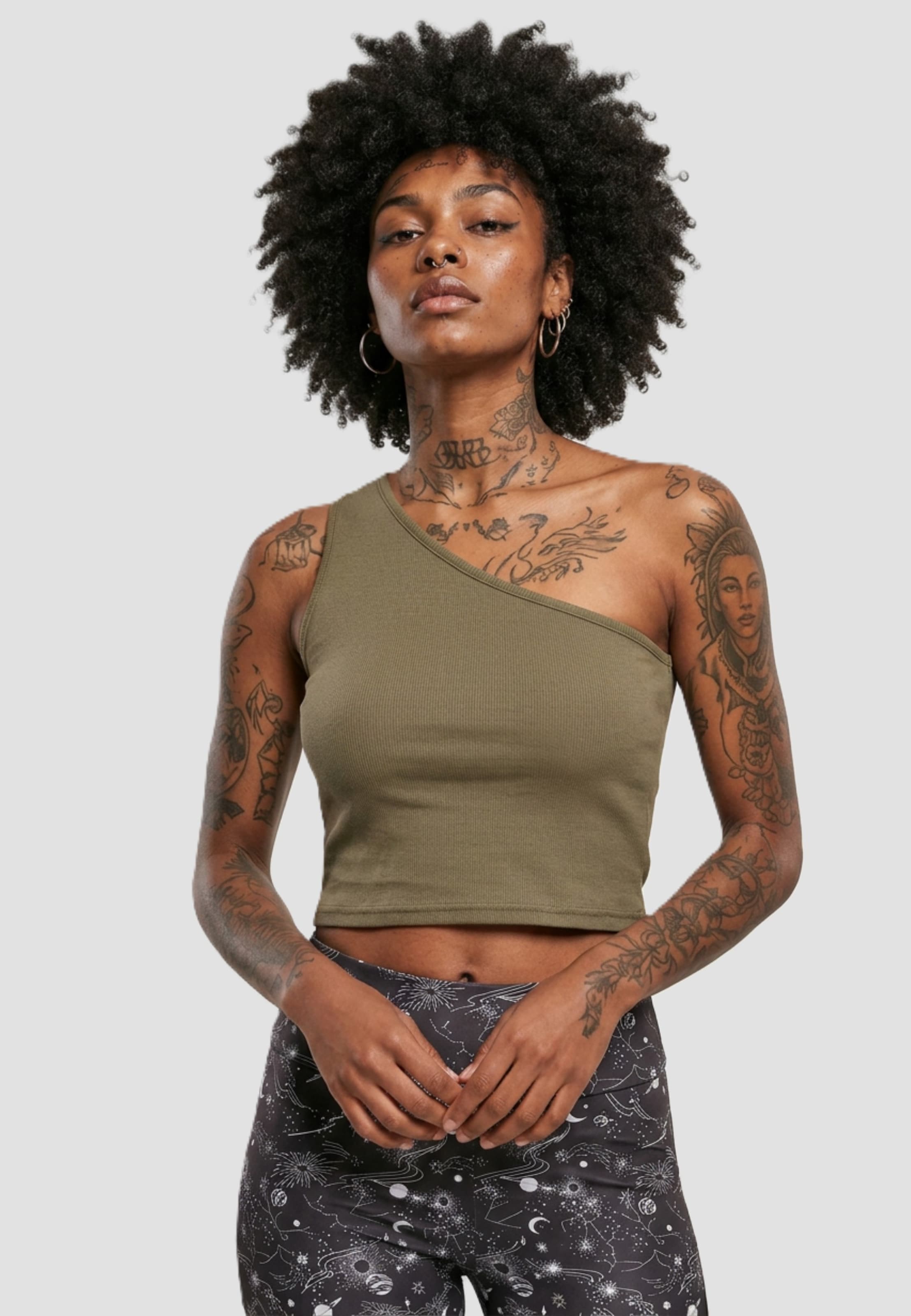 Urban Classics Ladies Cropped Asymmetric Top
