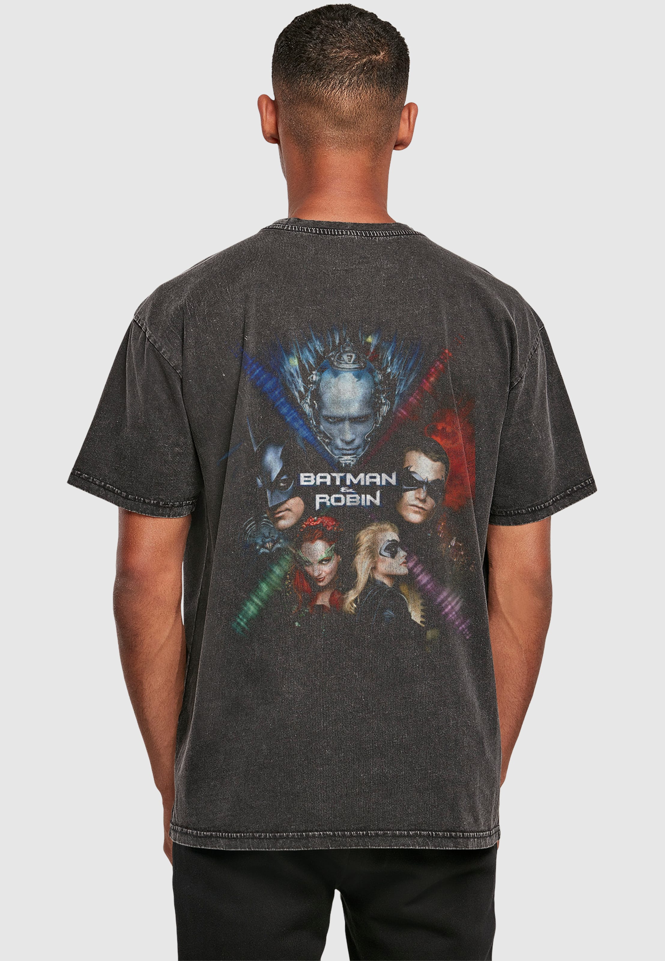 Merchcode Batman & Robin Acid Wash Heavy Oversize Tee