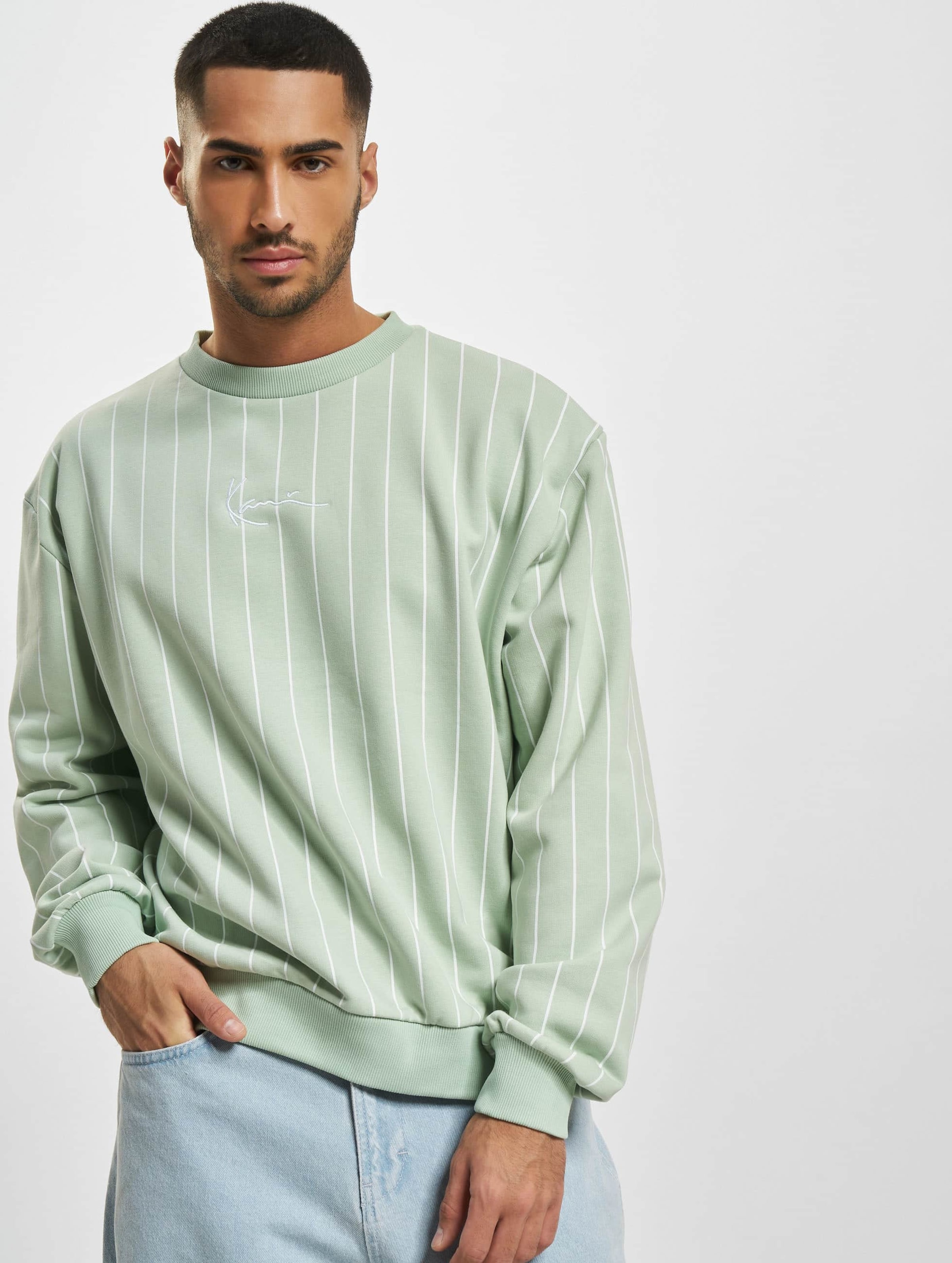 Karl Kani KM232-022-1 KK Small Signature Pinstripe Crew