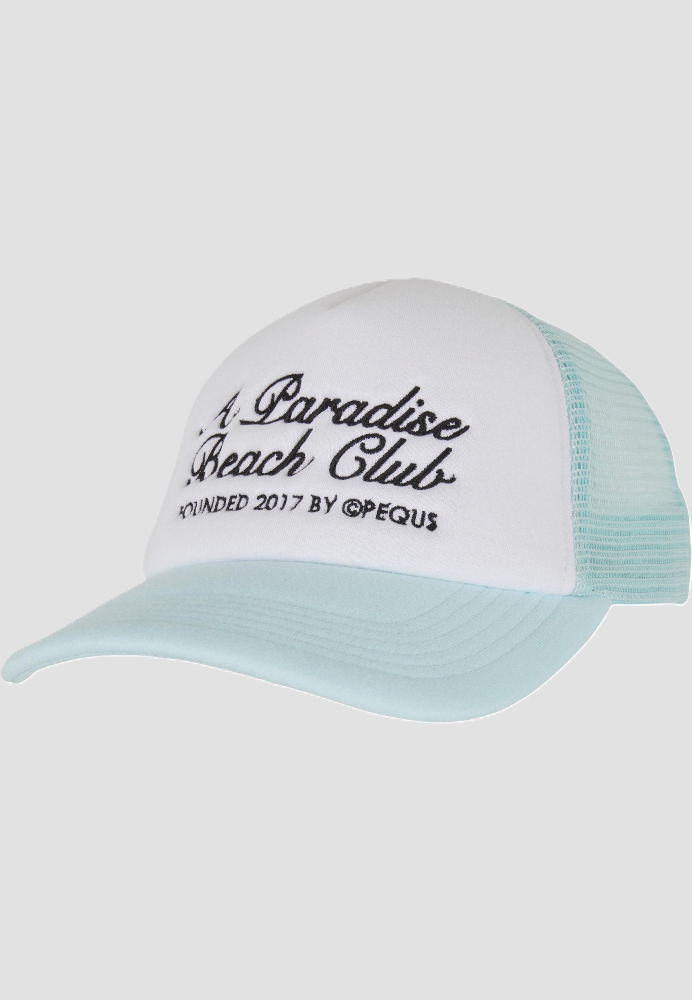 PEQUS A Paradise Beach Club Curved Logo Trucker Cap