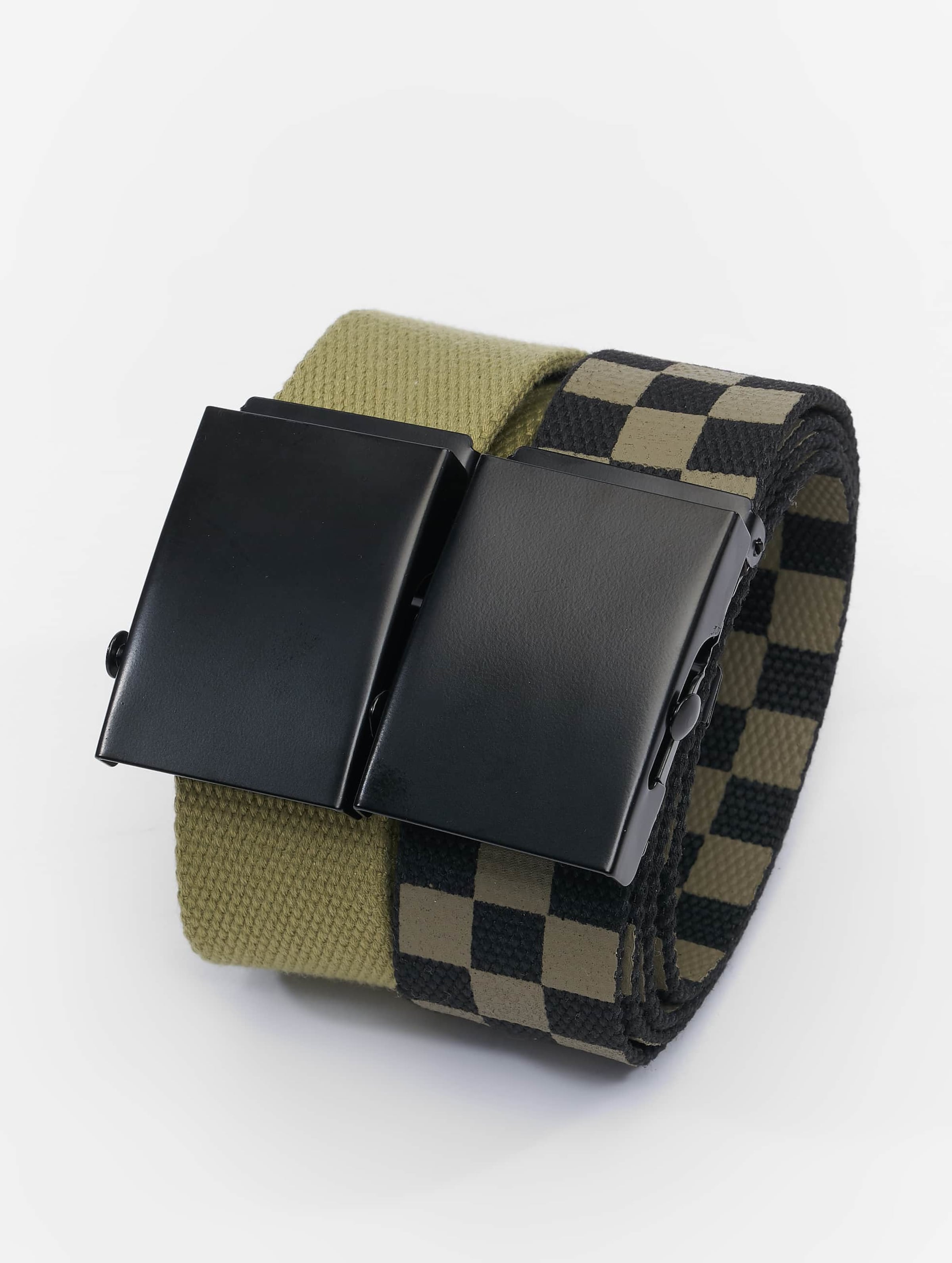 Urban Classics Check And Solid Canvas Belt 2-Pack