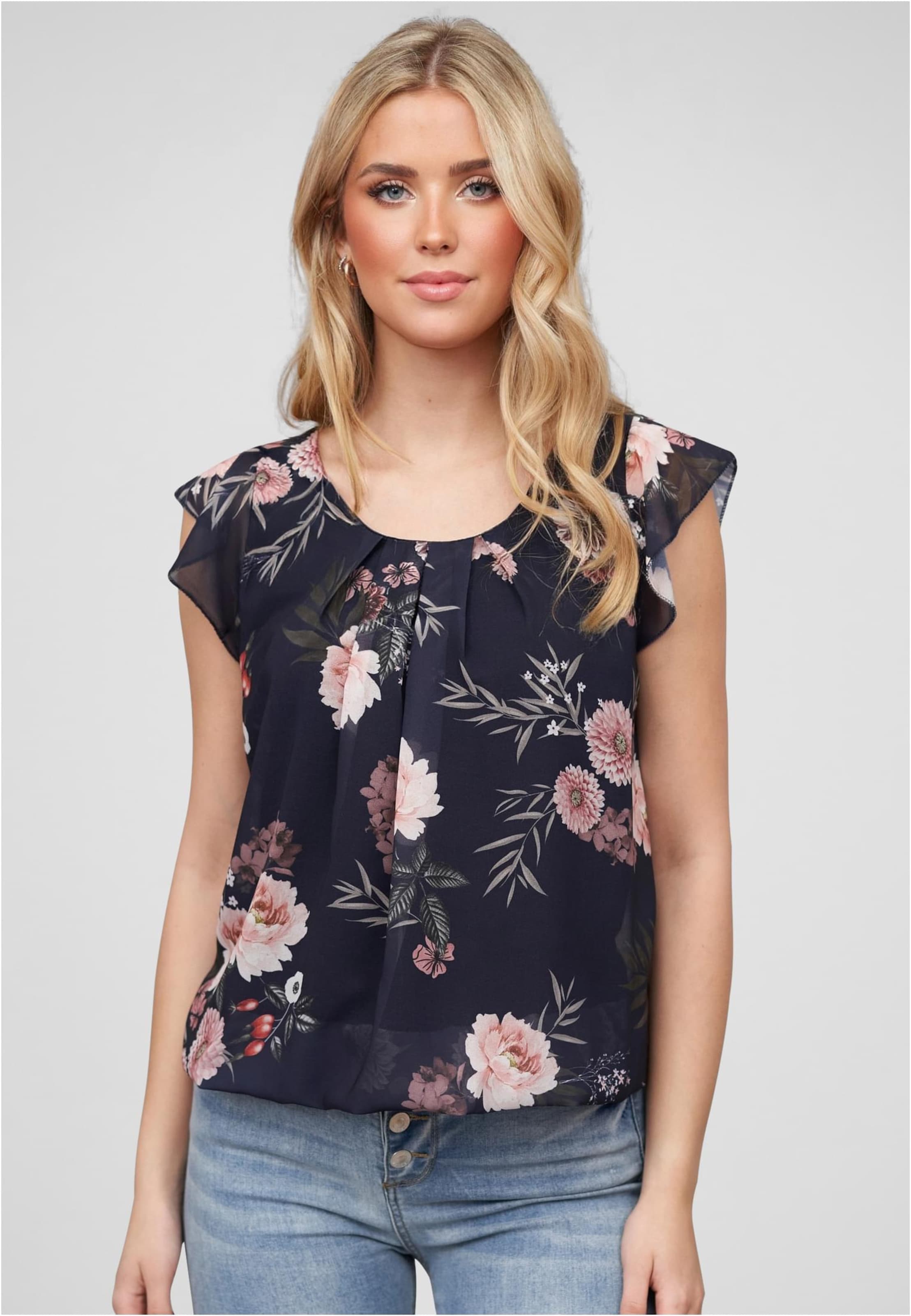 Cloud5ive Damen Chiffon Top 2-lagig Blumen Muster