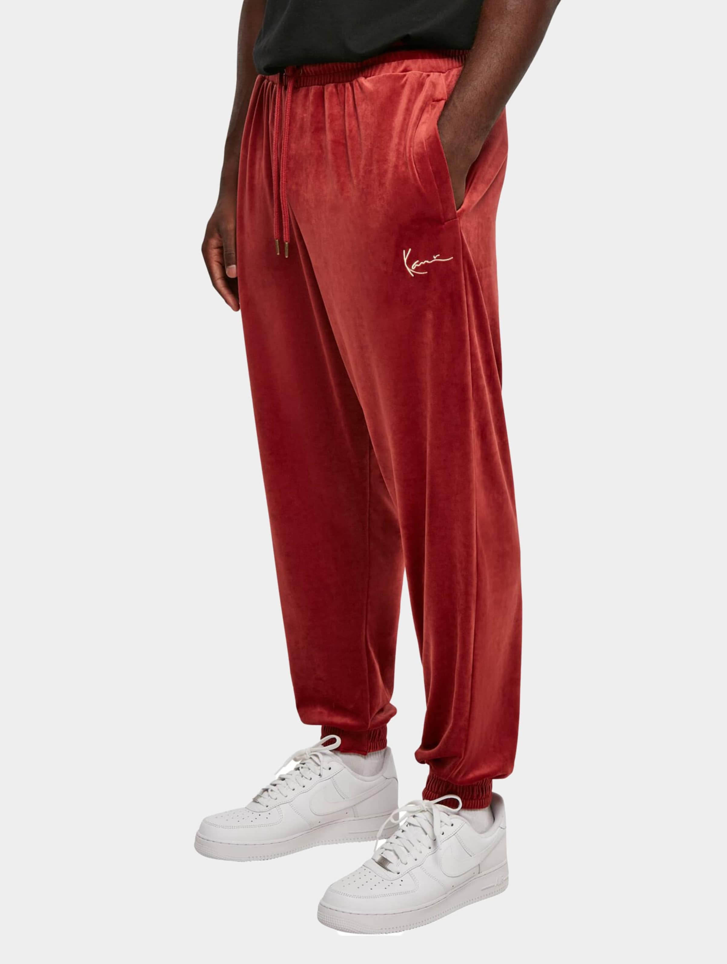 Karl Kani KM214-012-1 Small Signature Velvet Pants dark red