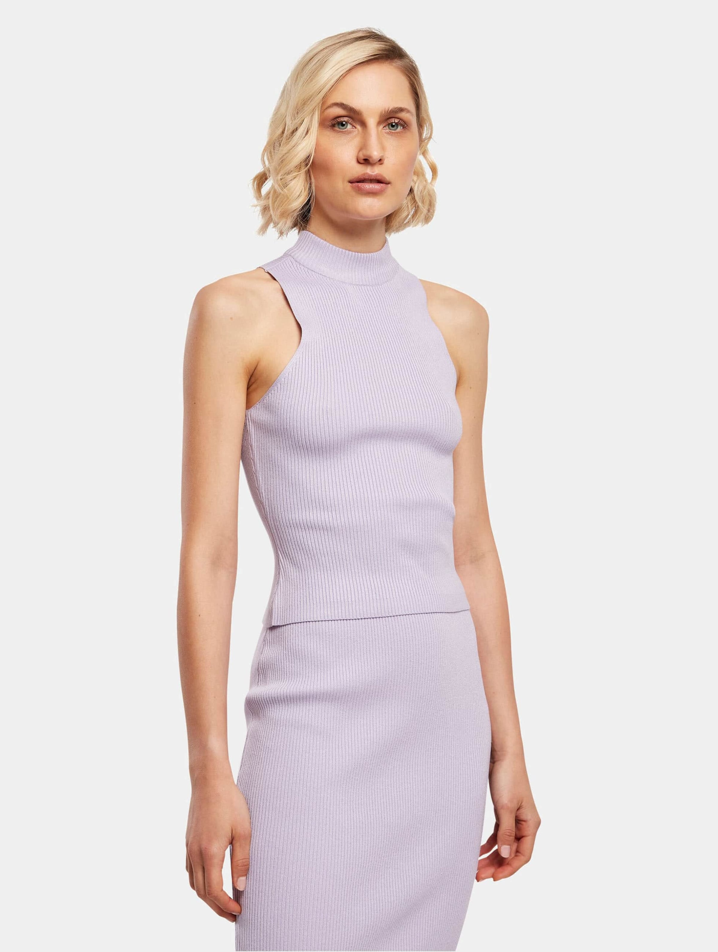Urban Classics Ladies Short Rib Knit Turtleneck Top